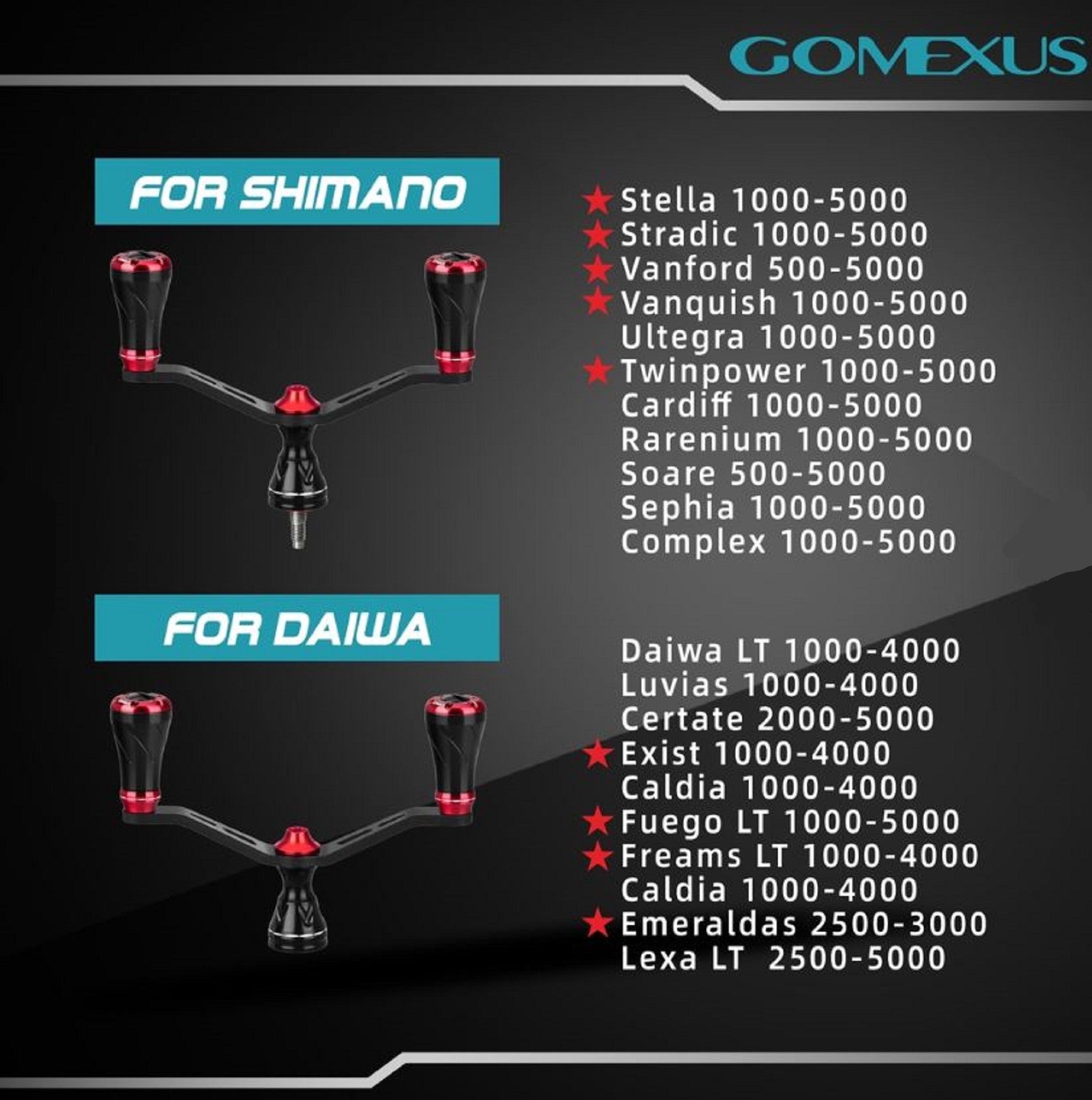 Gomexus MYD98A20BKGD Handle Double Alu Black 98mm Daiwa (2028)