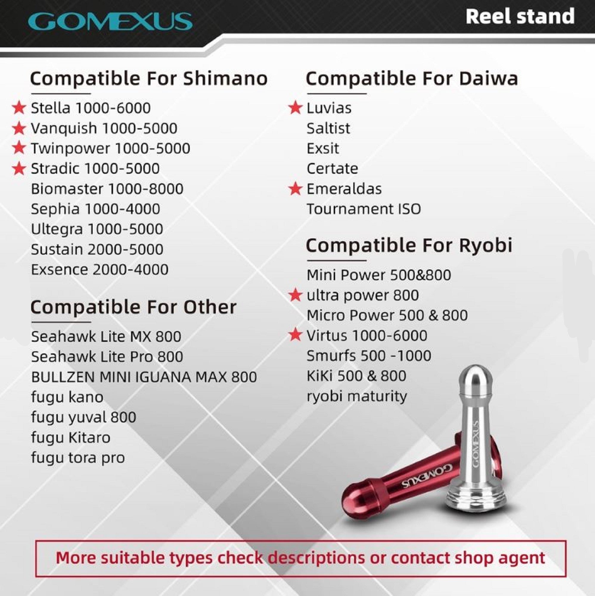 Gomexus R1RD Reel Stand Alu Red 42mm Shimano Daiwa 2000-5000 (2103)