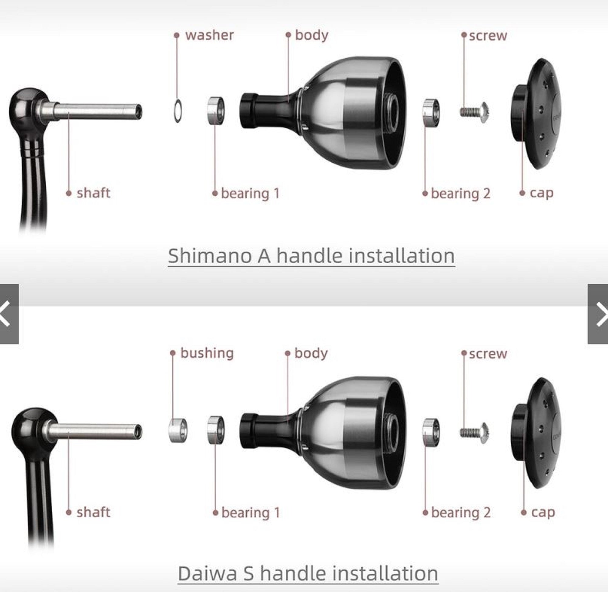 Gomexus A30SKBK-G Knob Alu Smoke Black 30mm Shimano A , Daiwa S (2639)