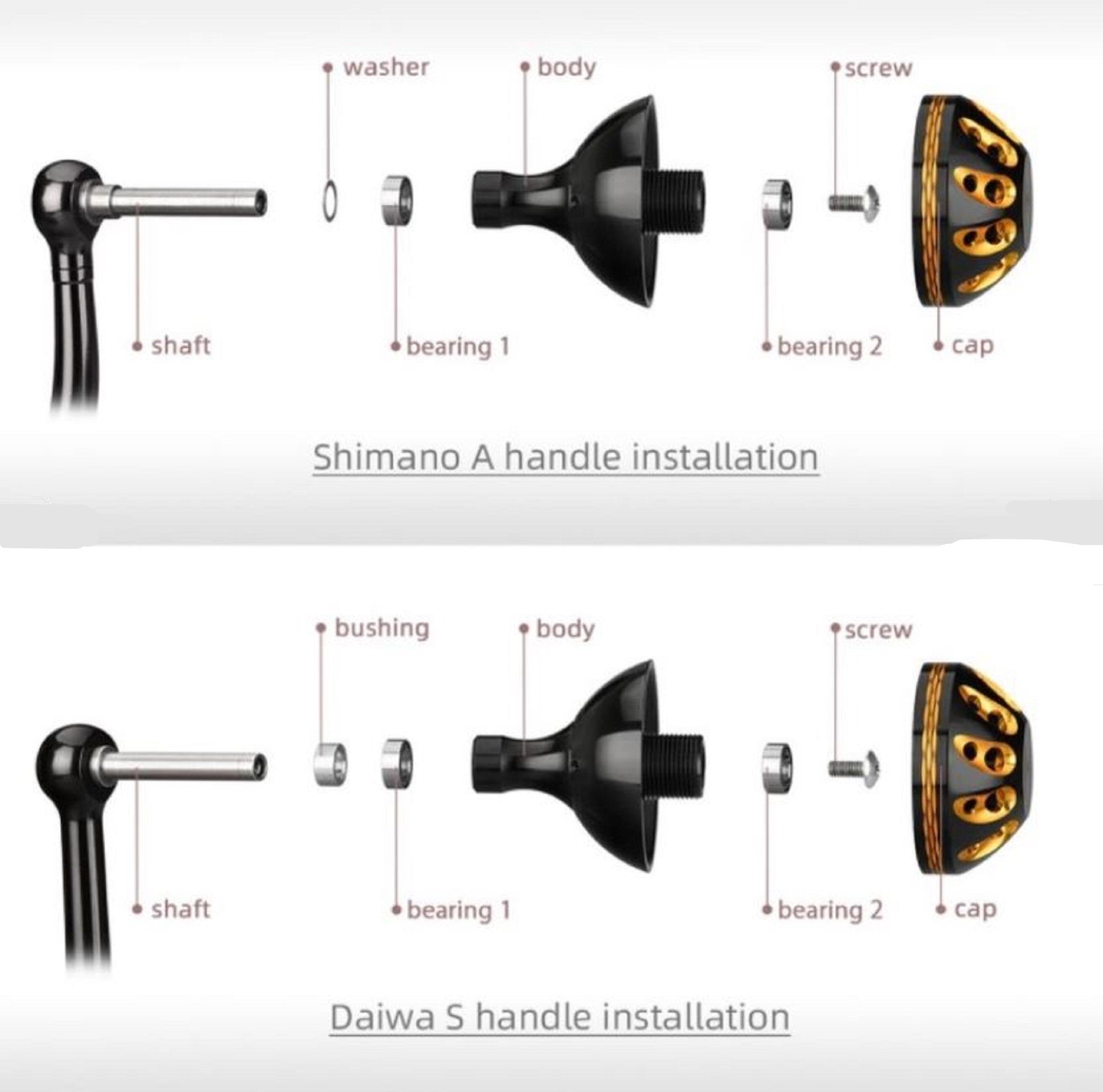 Gomexus B47BKBKGD-G Knob Alu Black Gold 47mm Shimano B (2714)