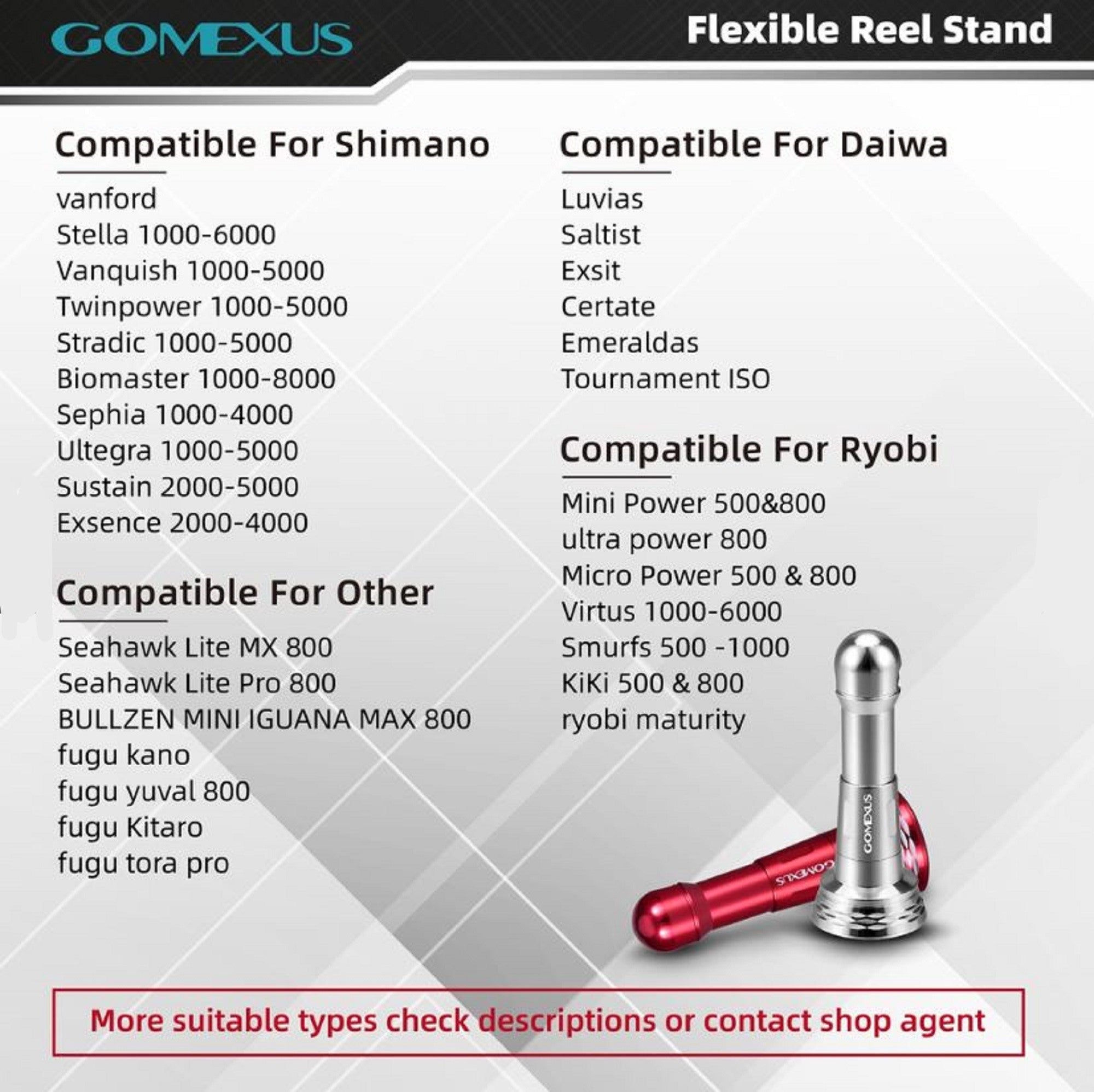 Gomexus R6BK Reel Stand Foldable Alu Black 48mm S/D 2000-5000 (3261)