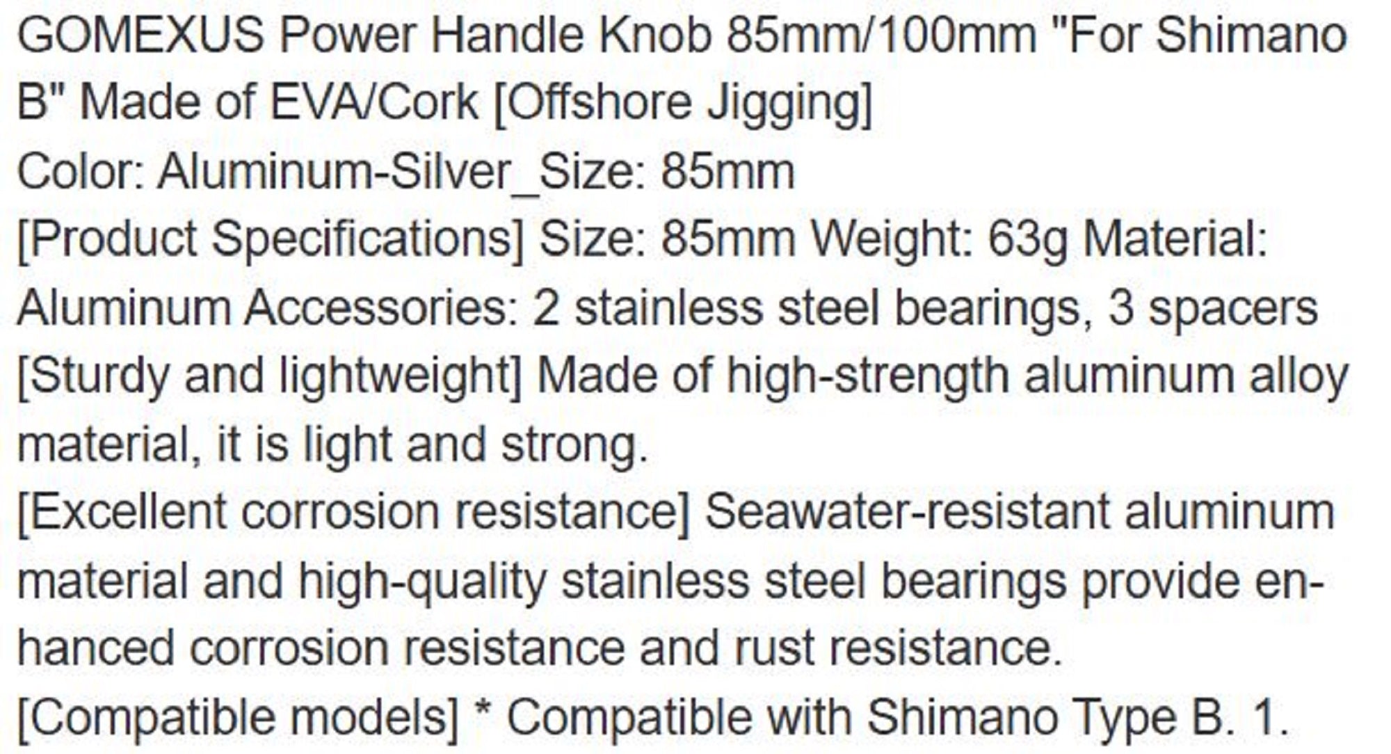 Gomexus TM85SRTN-G Knob Alu Silver 85mm Shimano B (3421)