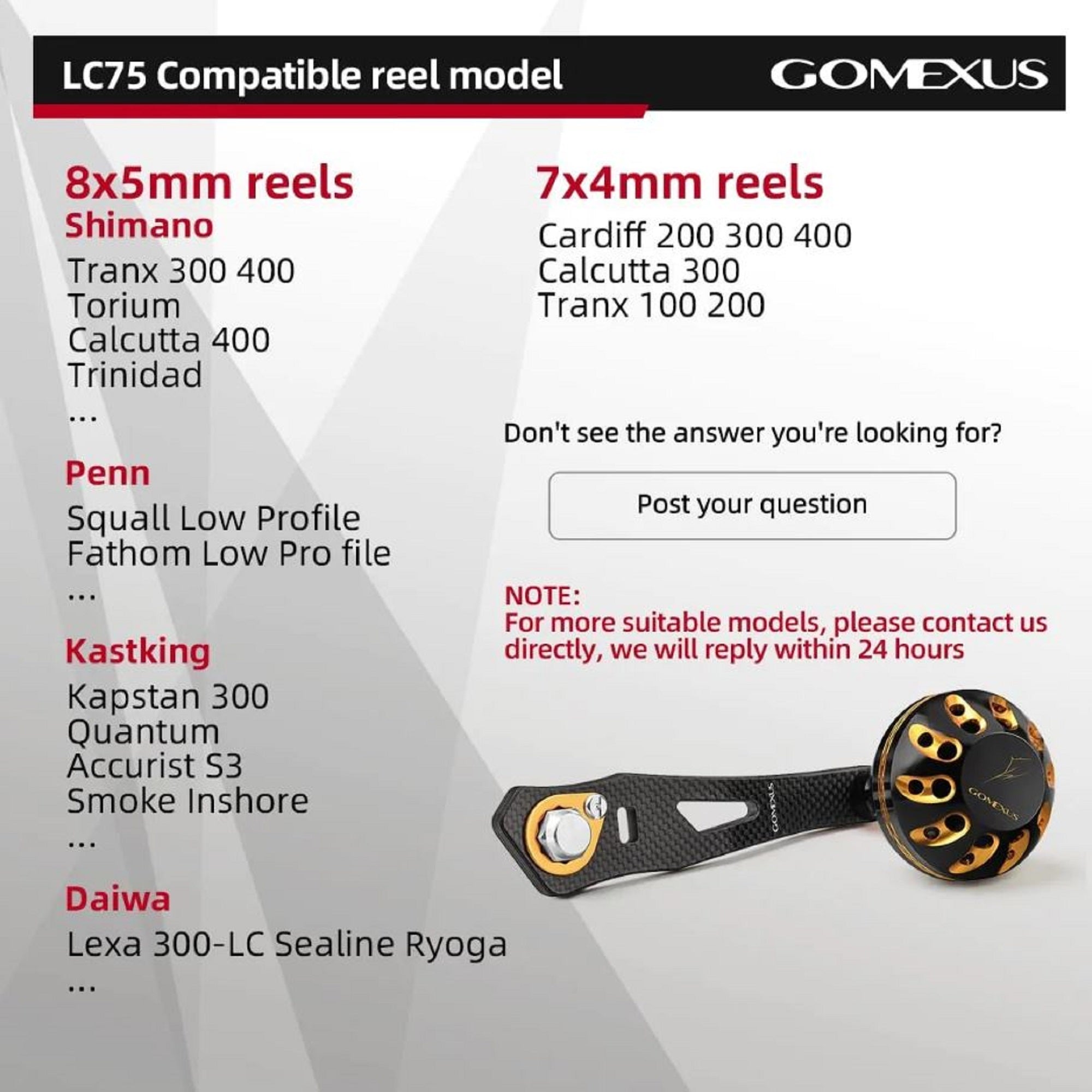 Gomexus LCS75A38BKSR Handle Bait Alu Black 75mm 7x4mm Shimano (3575)