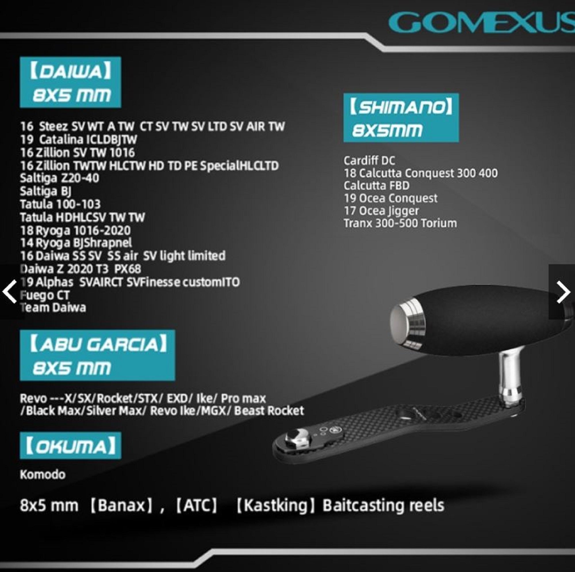 Gomexus LCD90TE85SRBK Handle Bait Alu Black 90mm 8x5mm Daiwa (5197)