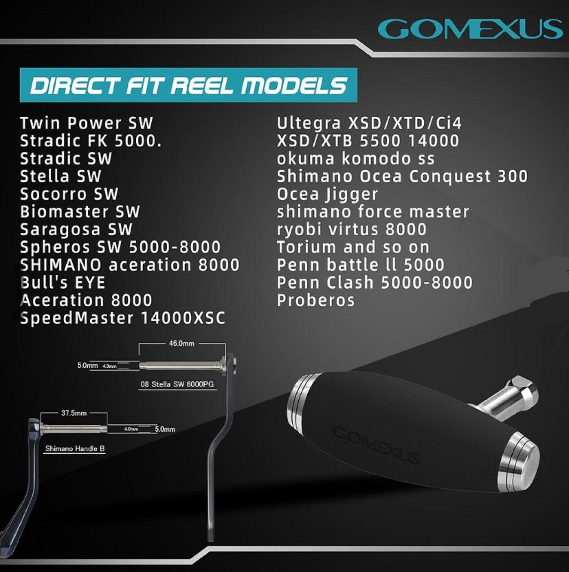 Gomexus TEV85SRBK-G Knob EVA Alu Black Silver 85mm Shimano B (5210)