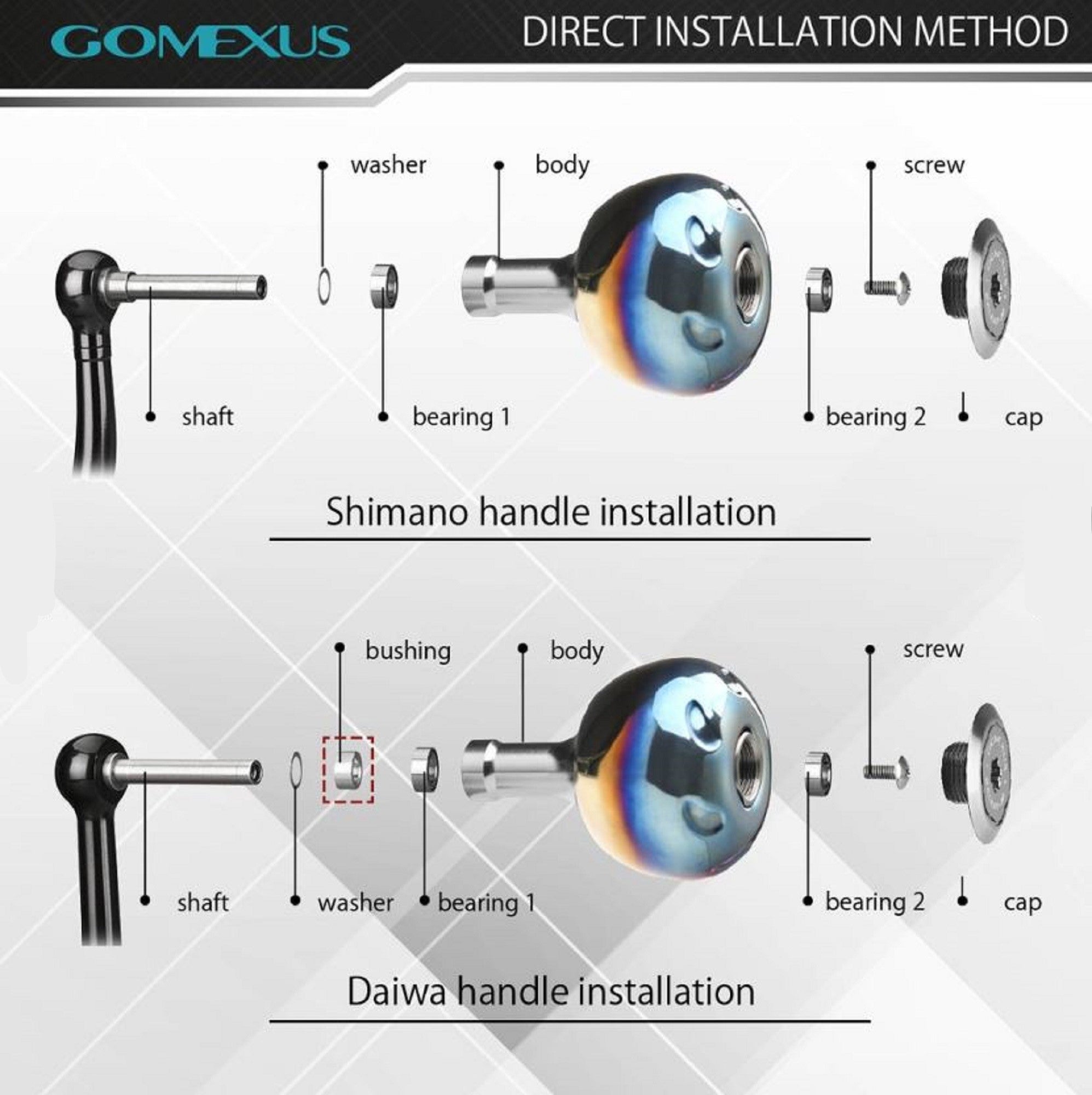 Gomexus TA41SJSR Knob Titanium Flame Silver 41mm Shimano A , Daiwa S (5302)