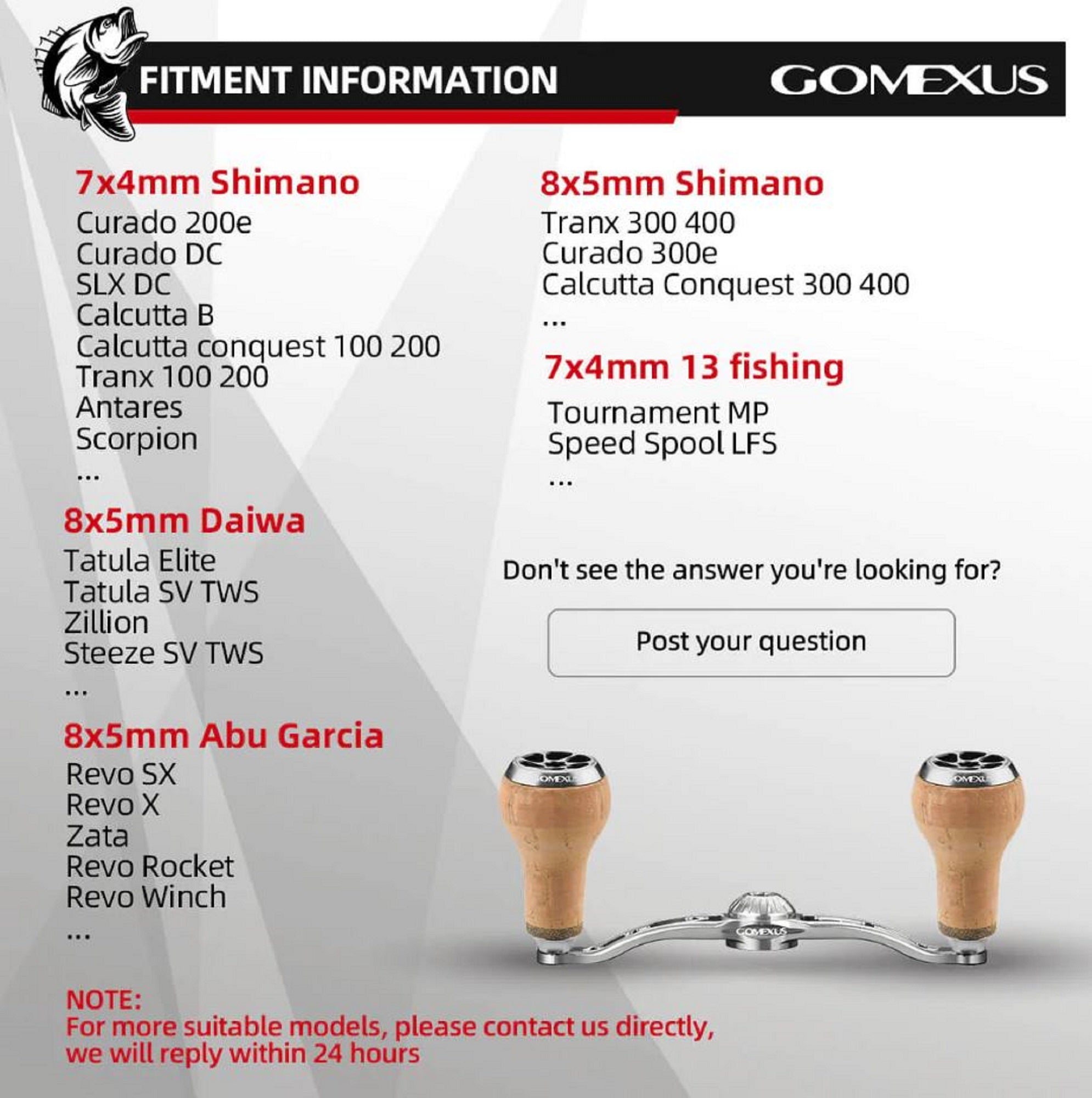 Gomexus BS100HCA27TBK Handle Alu Silver 100mm 7x4mm Shimano (5432)