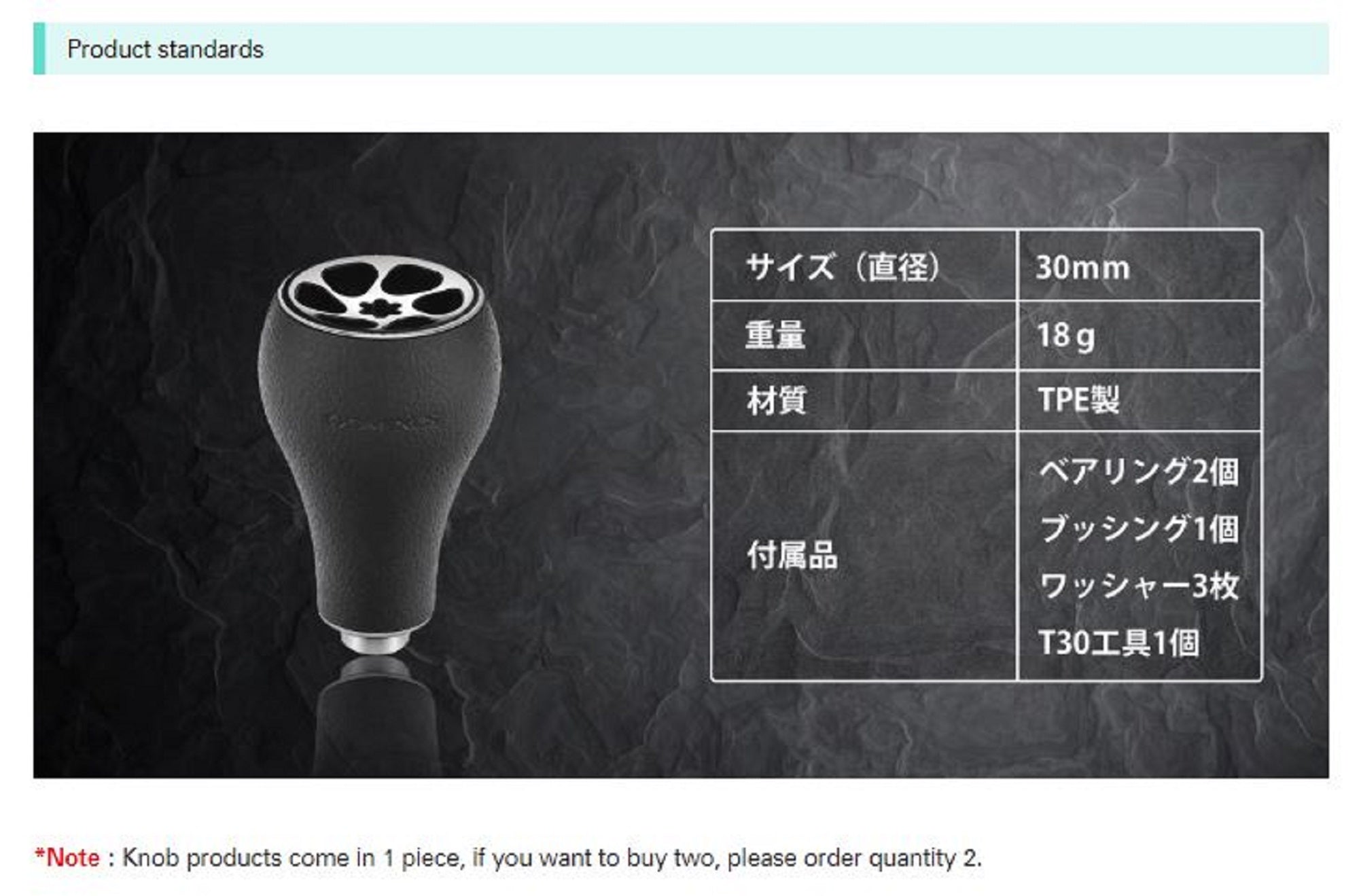 Gomexus TPE30BKPLBK Knob TPE 30mm Shimano A , Daiwa S (6731)