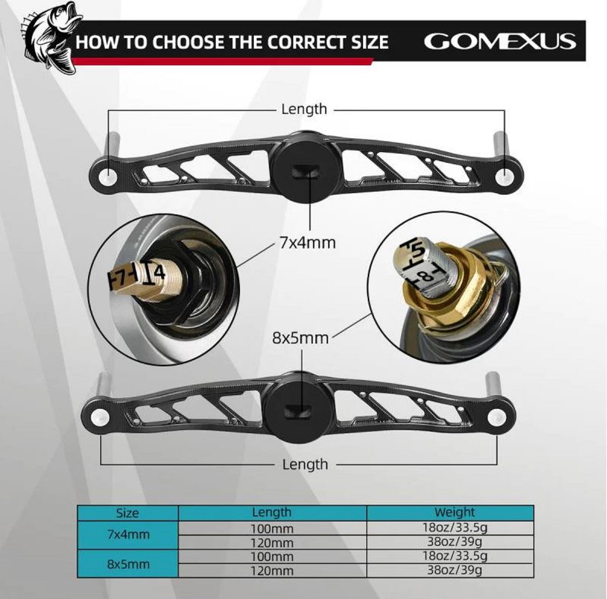 Gomexus BD120HCA27BKBK Handle Alu Black Cork 120mm 8x5mm Daiwa (6811)