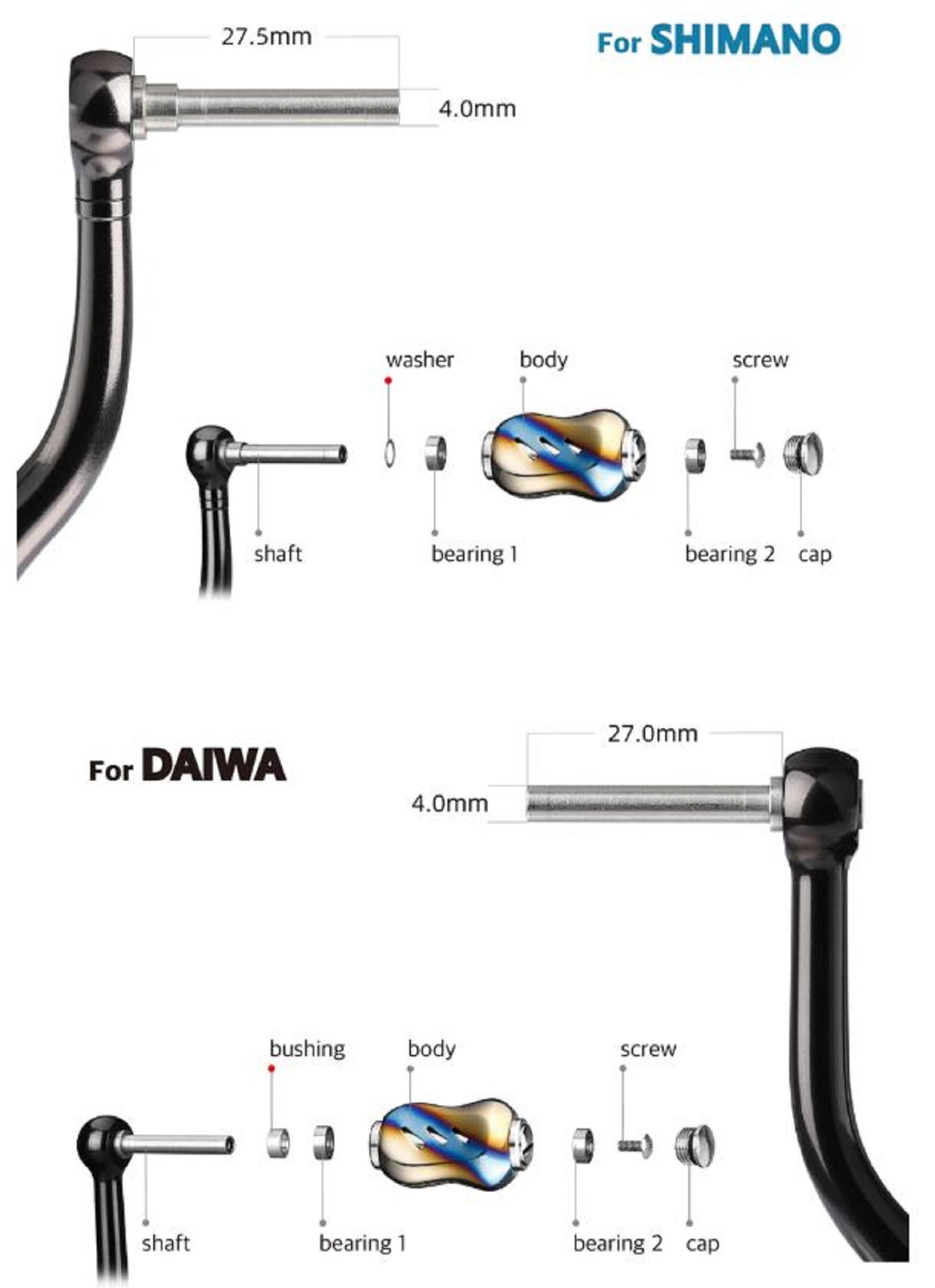 Gomexus T22BKRD Knob Titanium Black Red 22mm Shimano A , Daiwa S (7856)