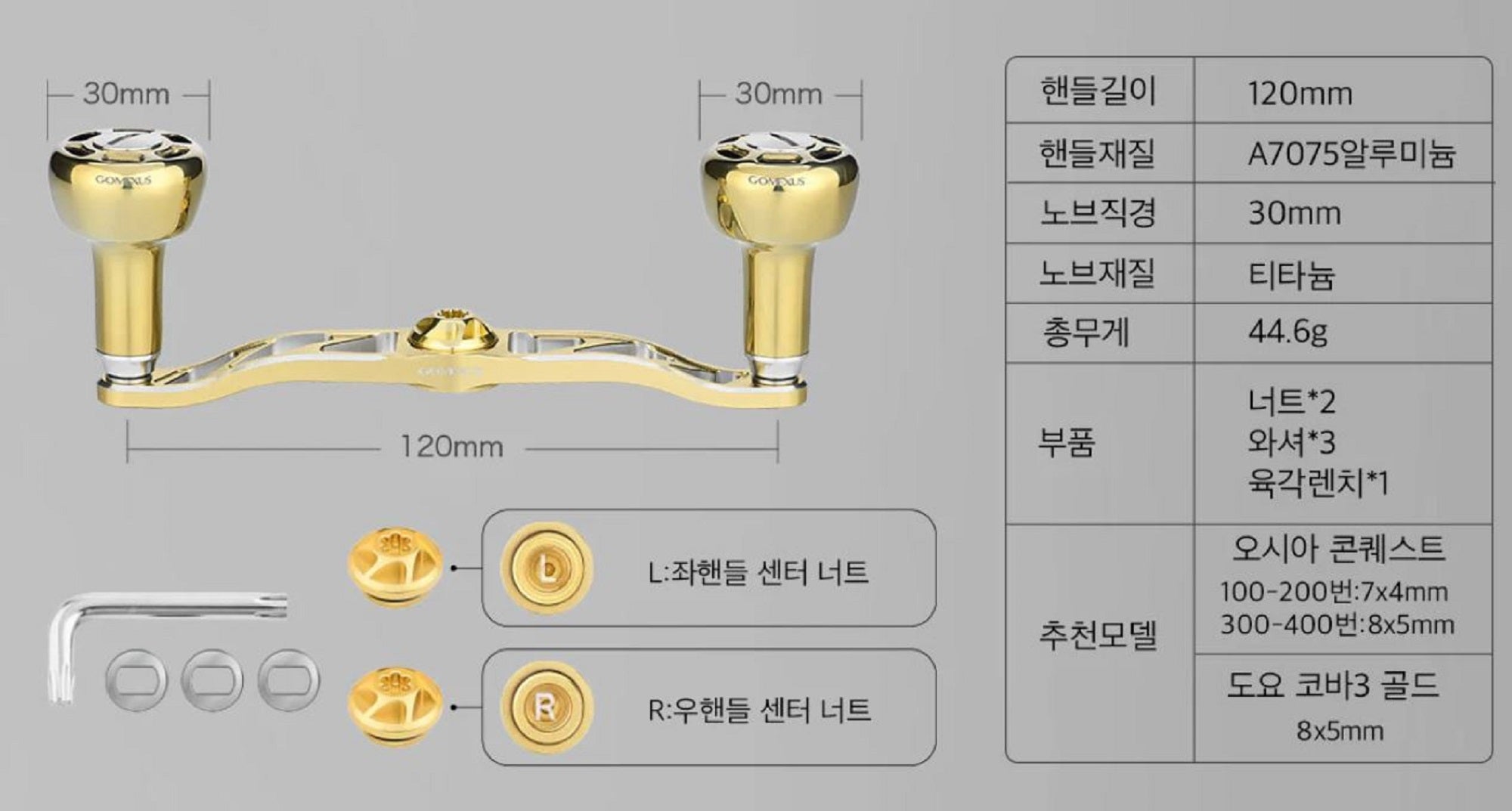 Gomexus BS120HTA30SJSR Handle Titanium Galaxy 120mm Shimano A (8754)