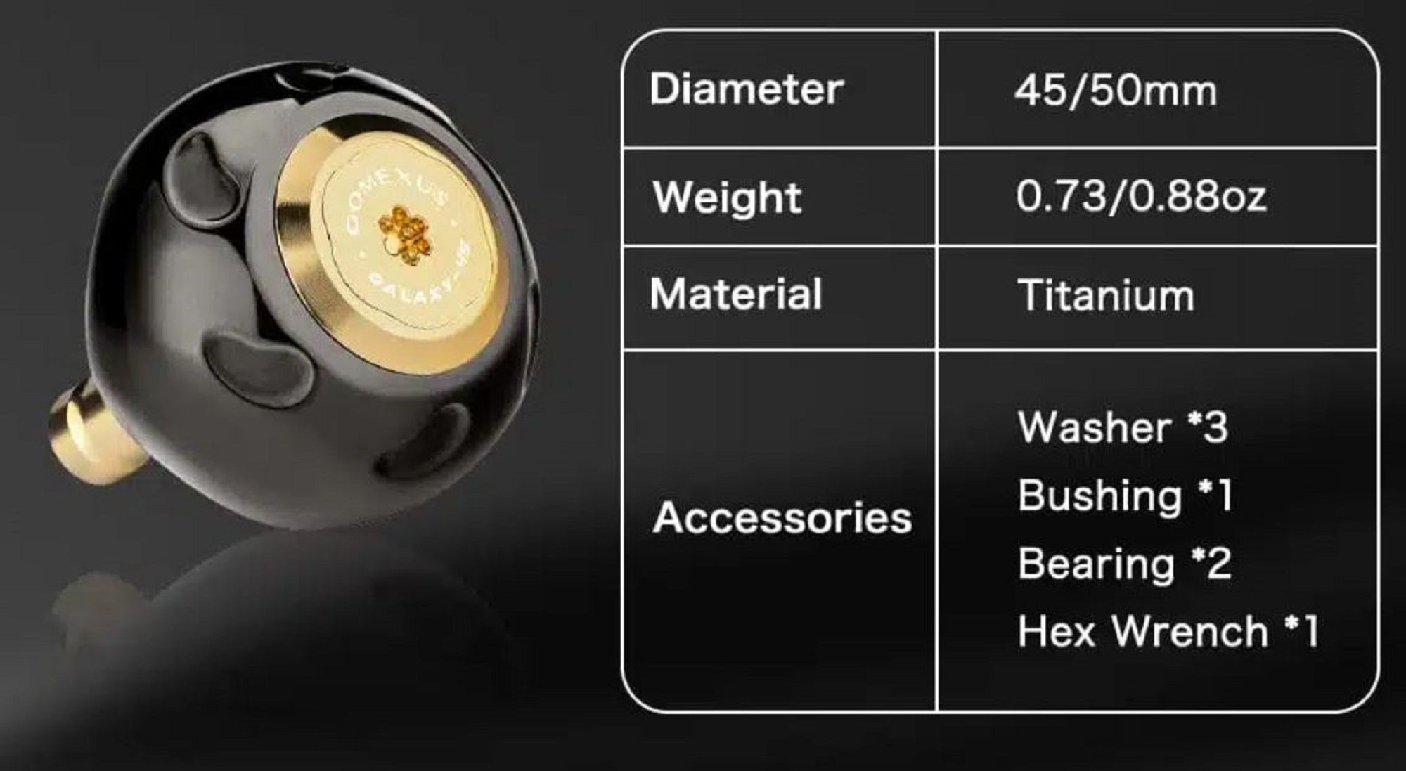 Gomexus TB50BKSR Knob Titanium Black 50mm Shimano B (8877)