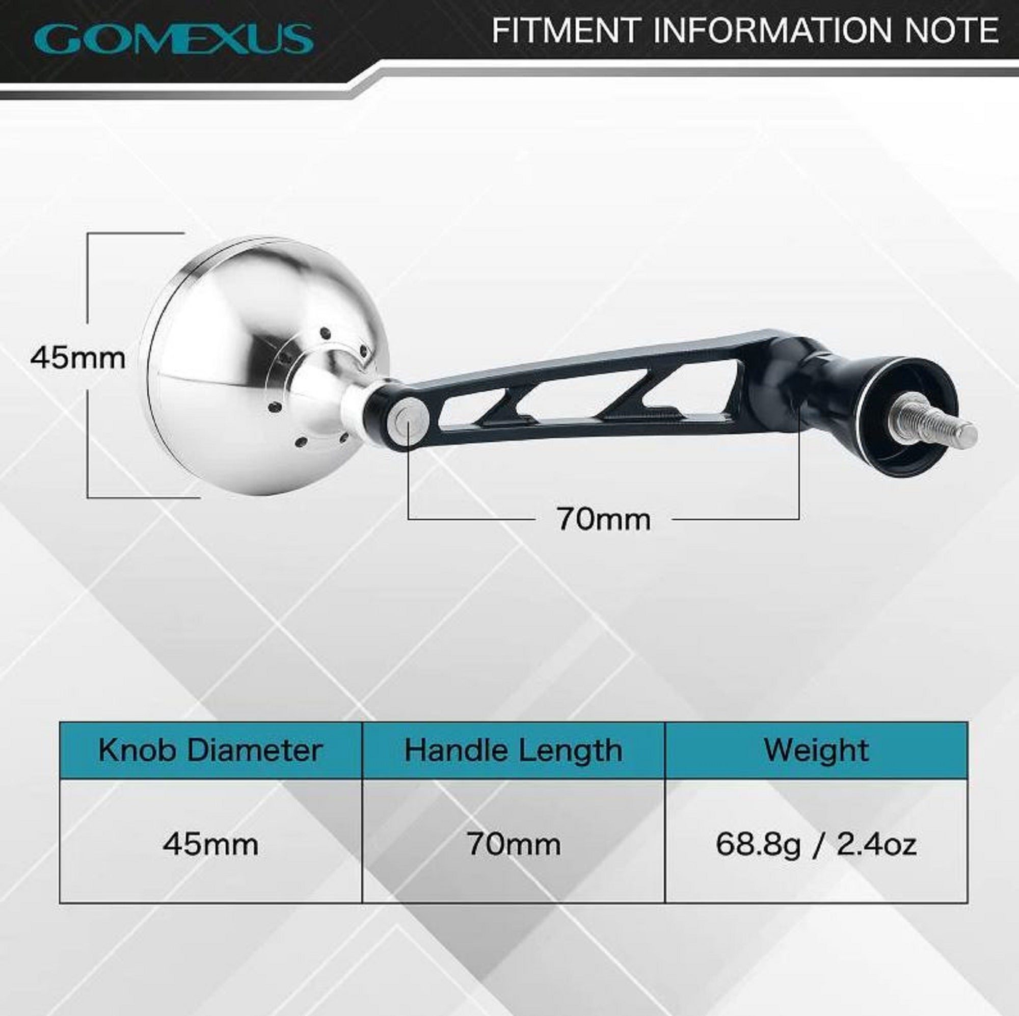 Gomexus CJ70S2BB45SRBK Handle Spinning Alu Black 70mm Shimano Stradic(8952)