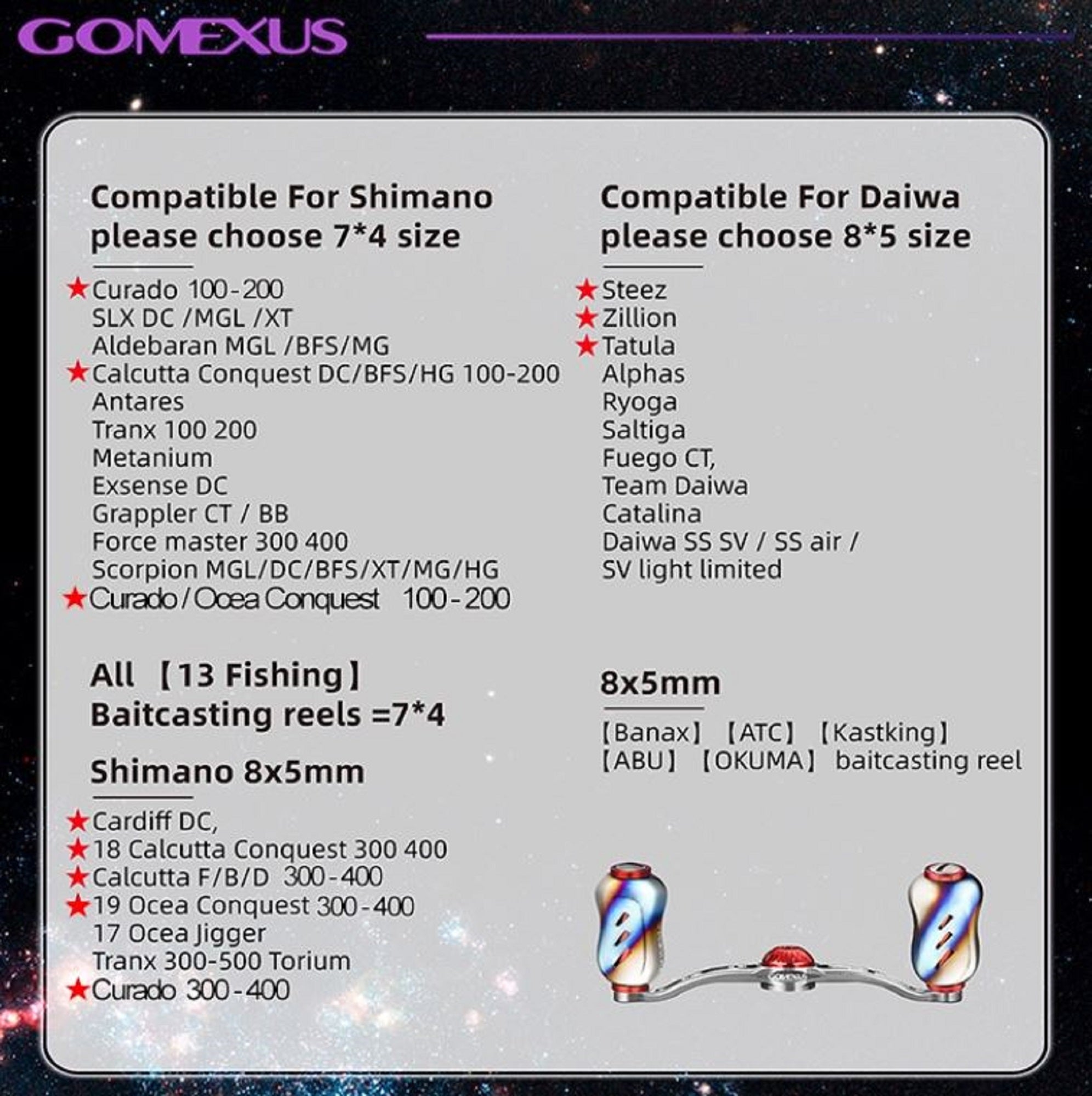 Gomexus BD90T22BKPL Handle Alu Black Purple 90mm 8x5mm Daiwa (9065)