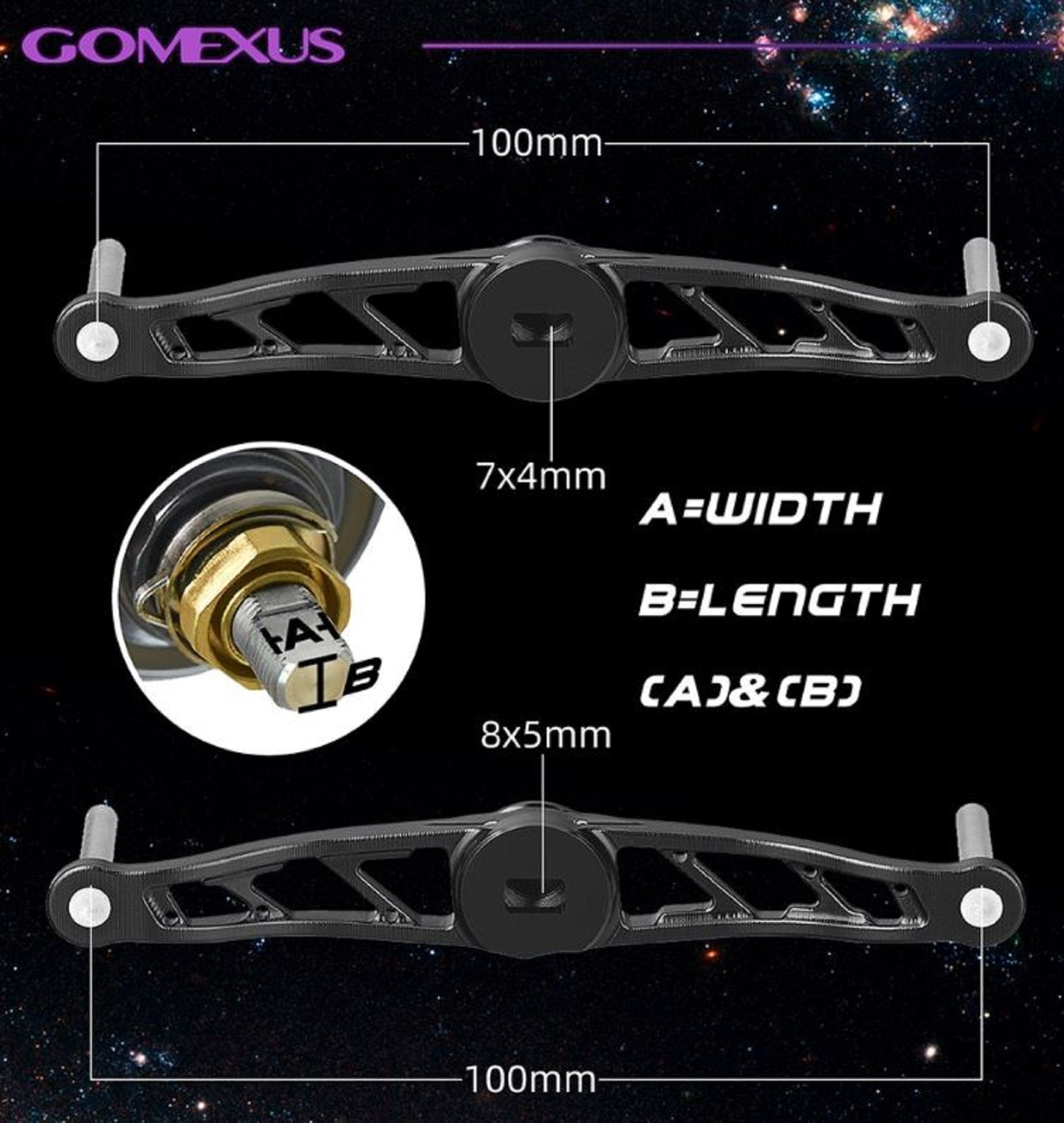 Gomexus BD90T22BKPL Handle Alu Black Purple 90mm 8x5mm Daiwa (9065)