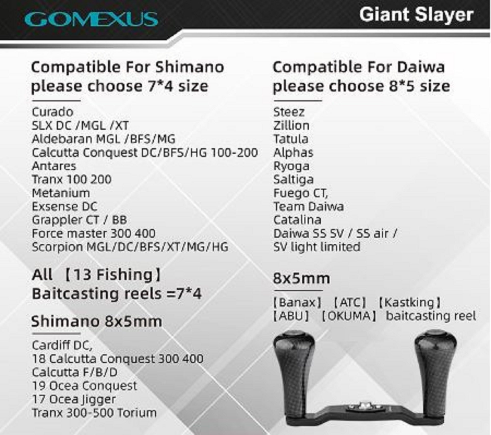 Gomexus DC98FA30BKBK Handle Bait Carbon Black 98/30mm Shimano Daiwa (9584)
