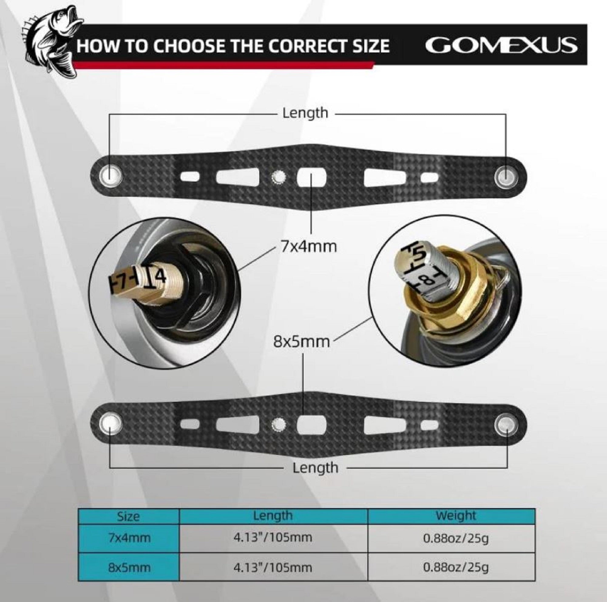 Gomexus DCS105CA27BKBK Handle Carbon Cork 105mm 7x4mm Shimano (9799)