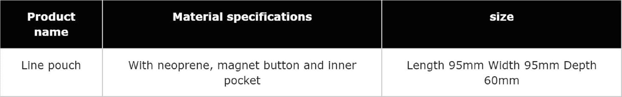 Valkein Line Pouch 95 x 95 x 60mm Chart (9416)