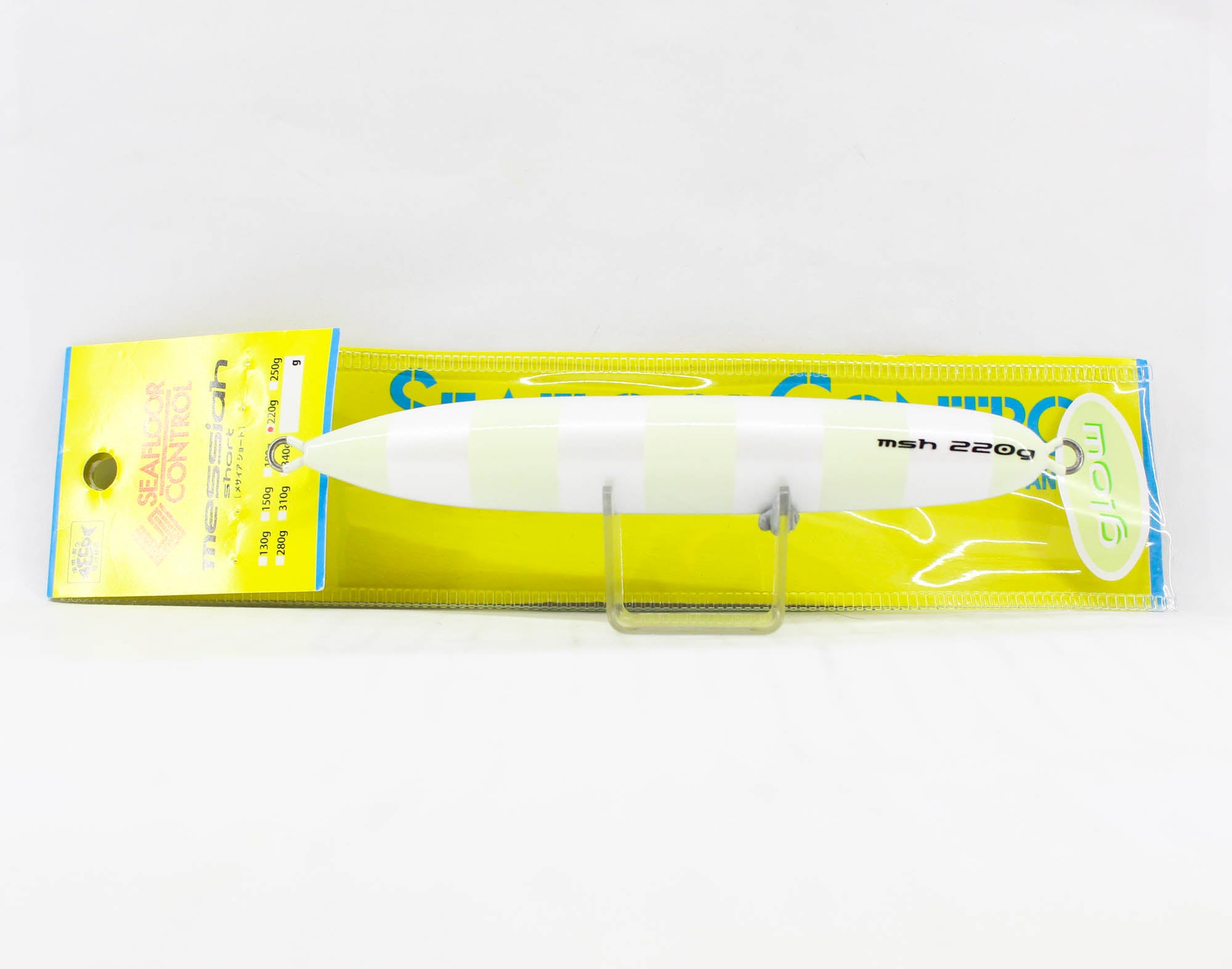 Seafloor Control Metal Jig Messiah Short 220 grams Pearl Zebra Glow (5136)