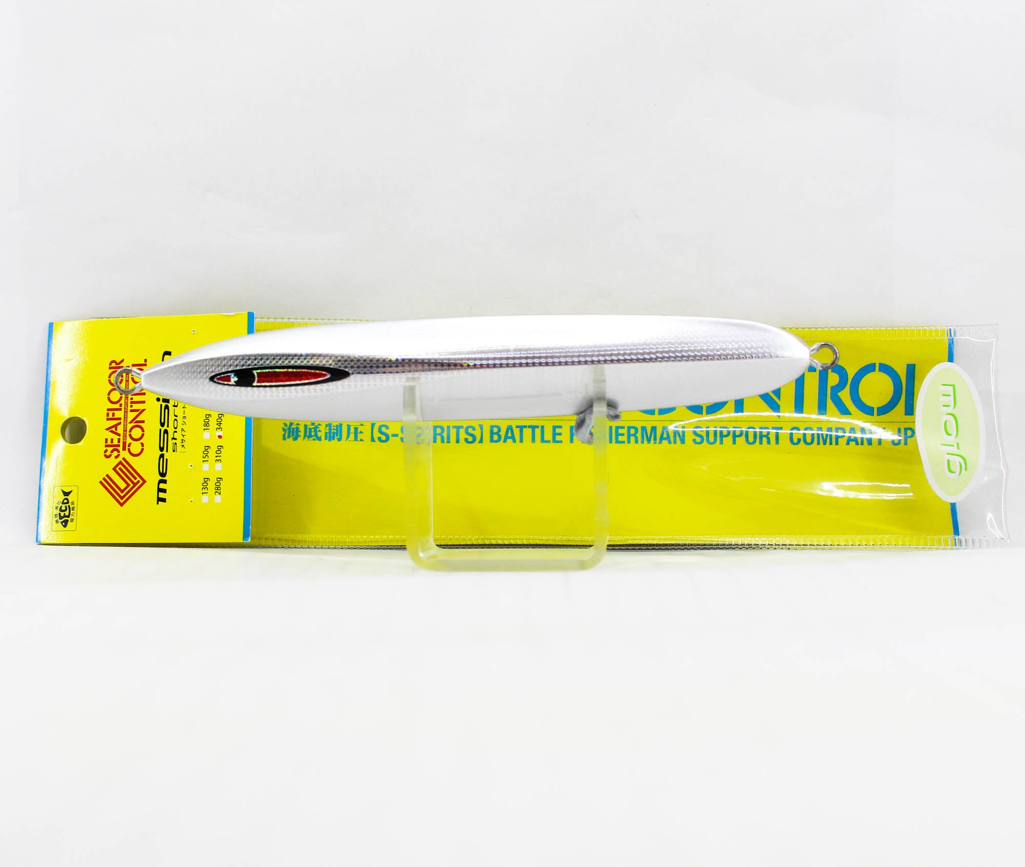 Seafloor Control Metal Jig Messiah Short 340 grams Pearl Zebra Glow (5174)