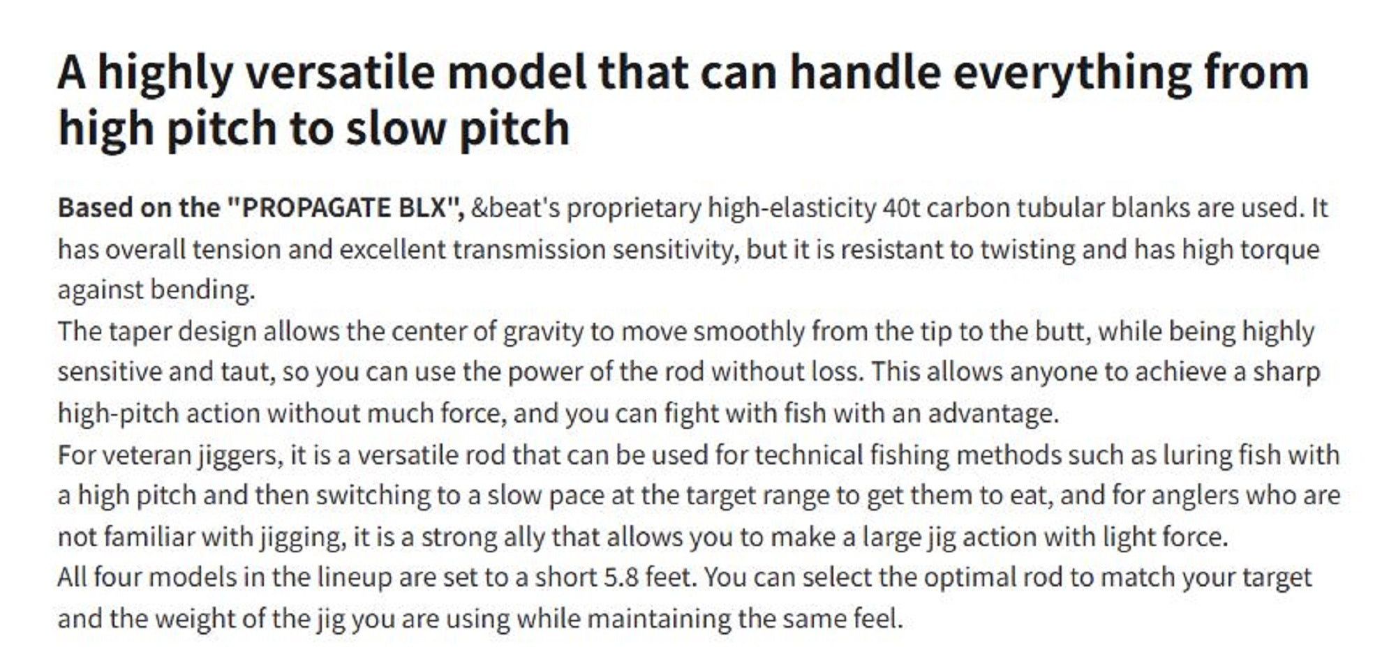 Beat Rod Baitcast Propagate BLX BOTH 58-6 2023 (3445)