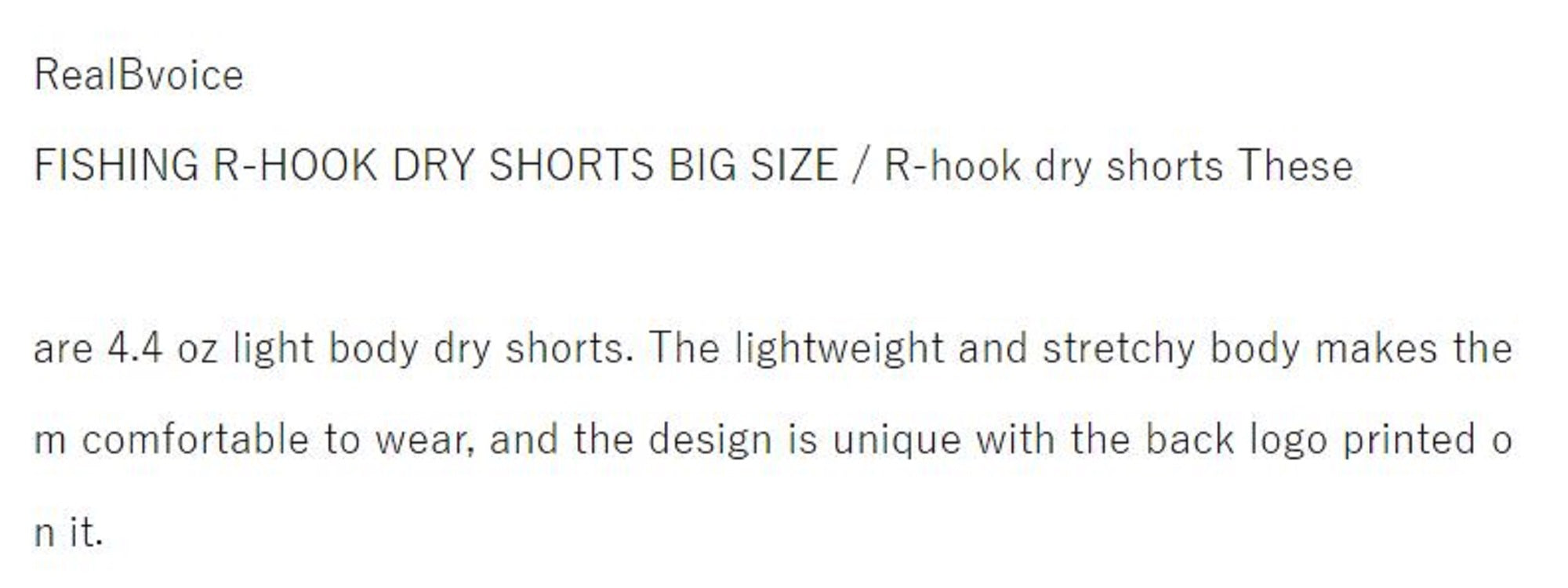 Real B Voice FH-013 Shorts Dry RBV Size 2XL Dark Gray (3480)