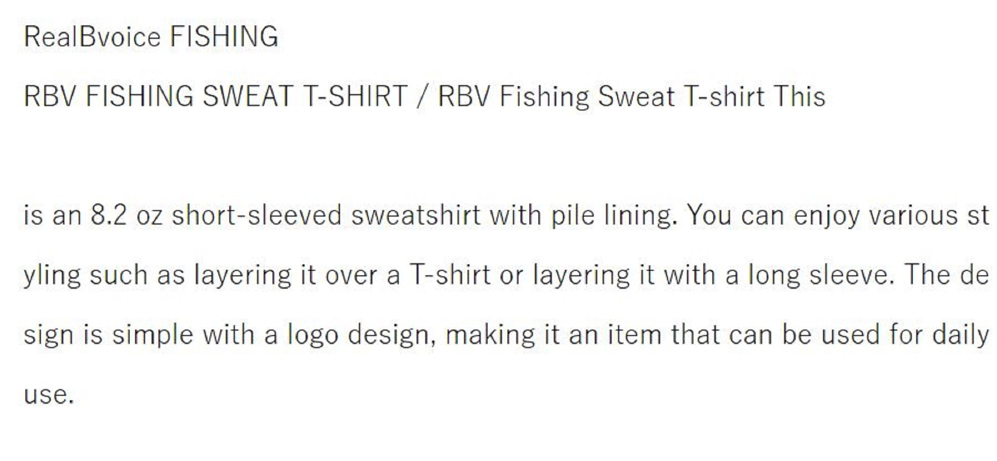 Real B Voice FH-015 Sweat Shirt Short Sleeve RBV Size L Indigo (3749)