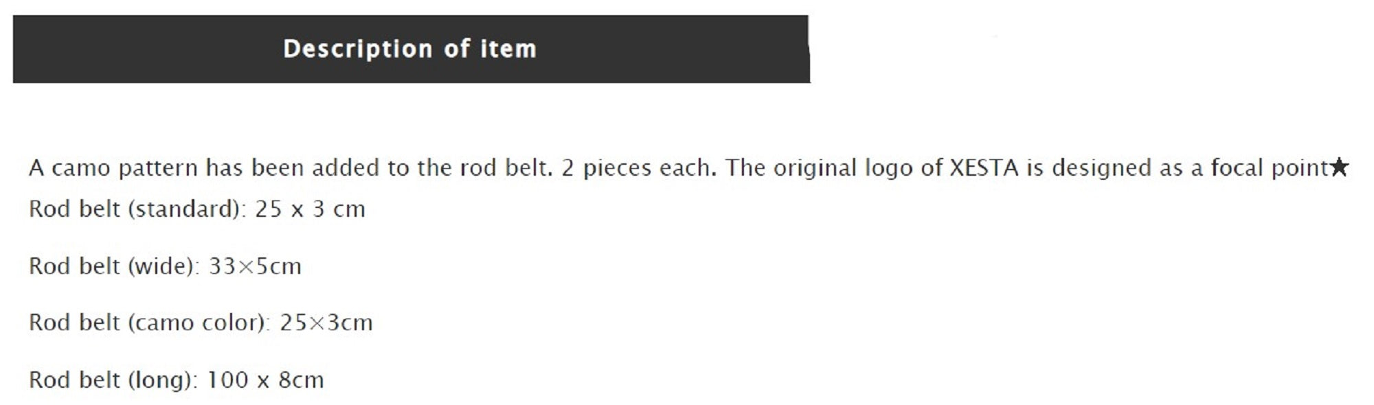 Xesta Rod Belt Wide 5 x 33 cm Black (7548)