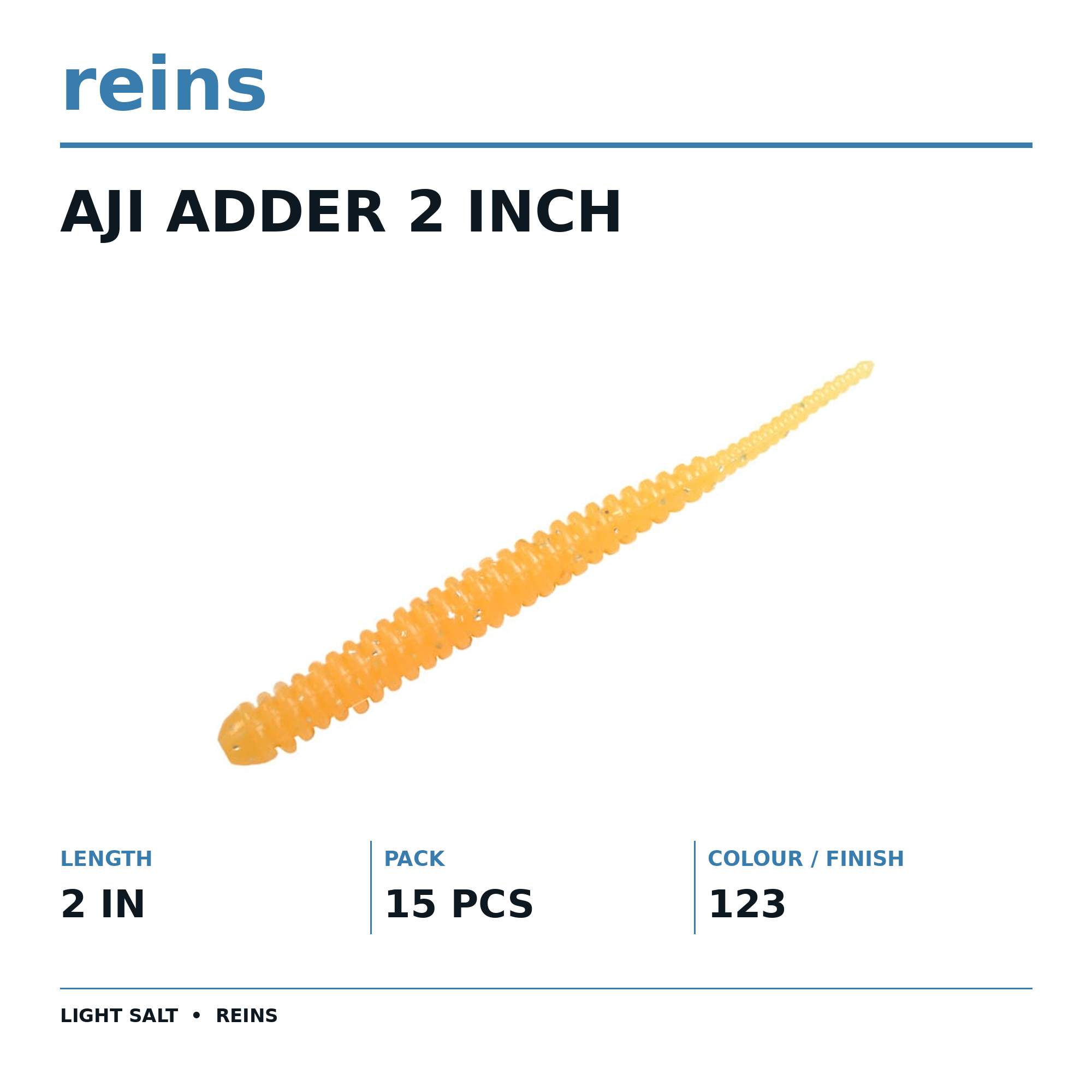 Reins Soft Plastic Aji Adder 2 Inch 15 Pieces 123 (0155)