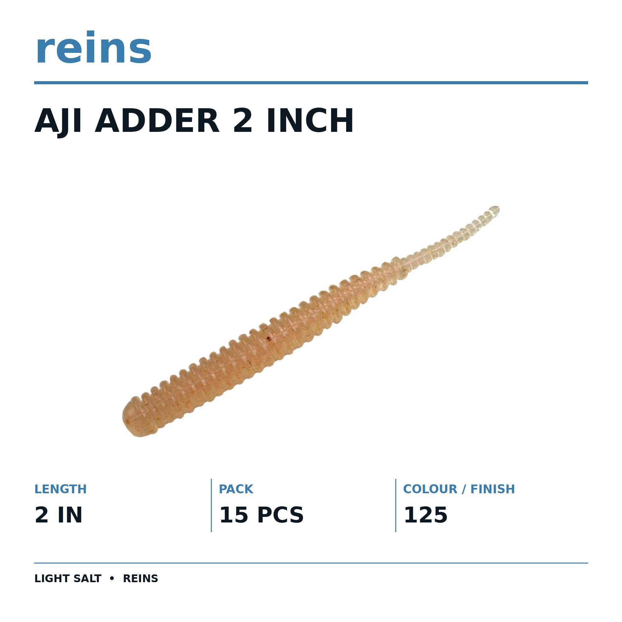 Reins Soft Plastic Aji Adder 2 Inch 15 Pieces 125 (0162)