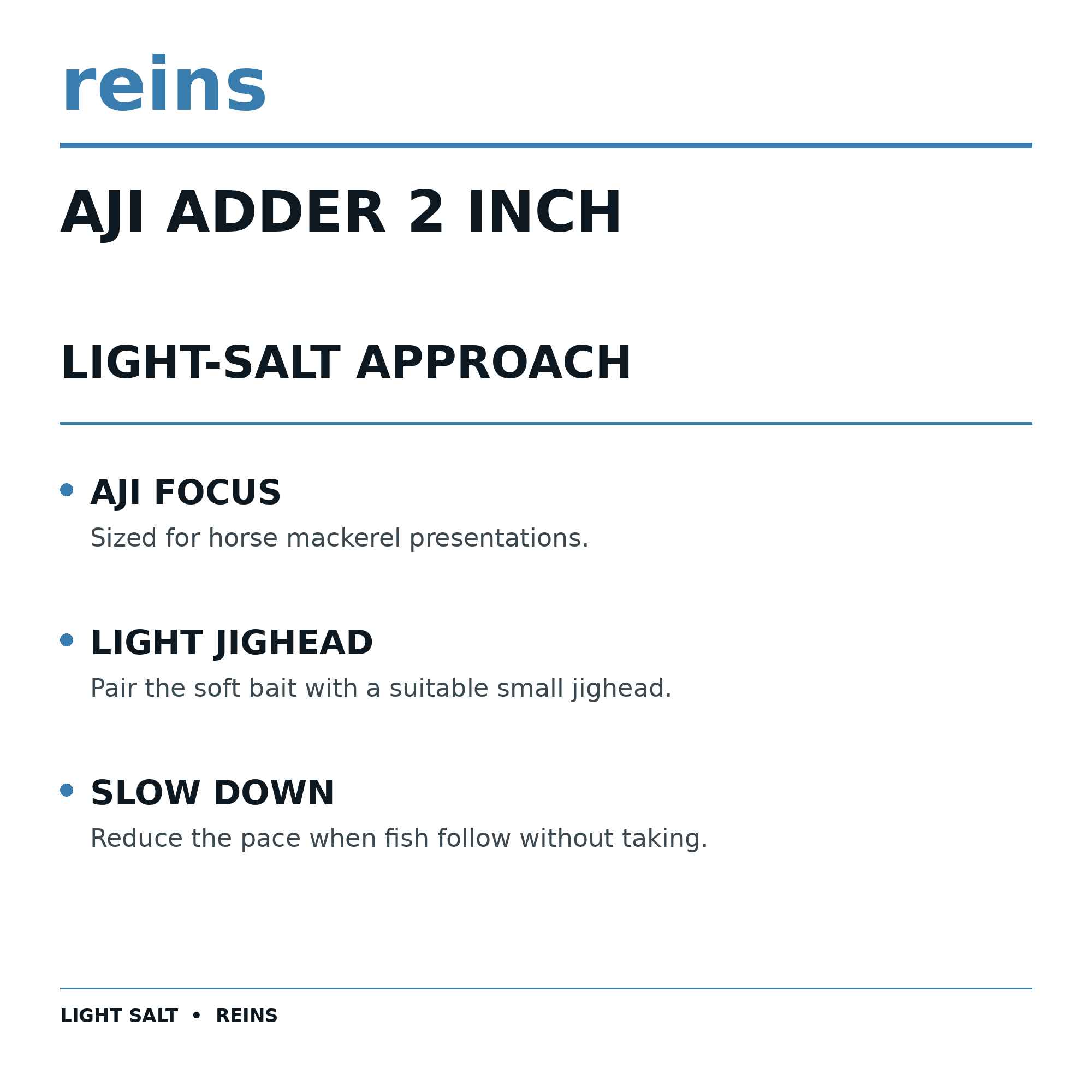 Reins Soft Plastic Aji Adder 2 Inch 15 Pieces 125 (0162)