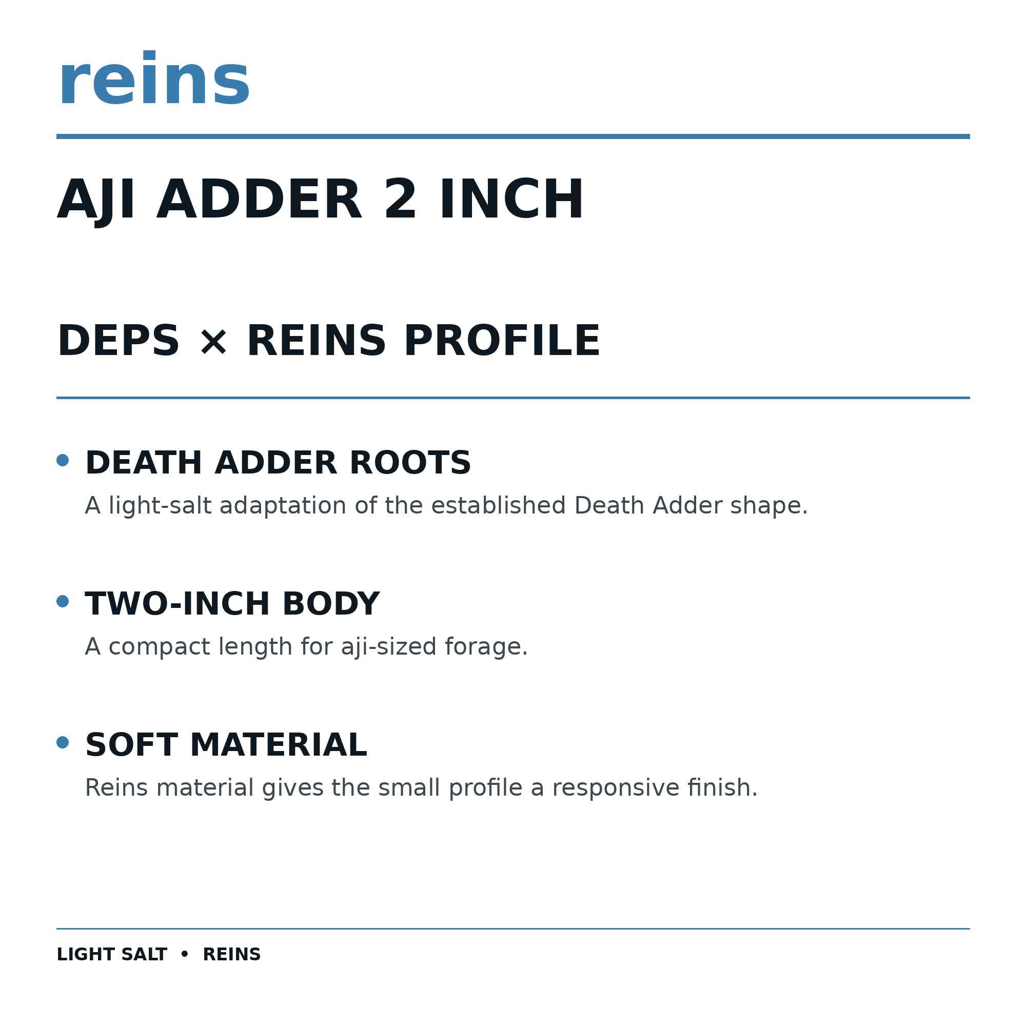 Reins Soft Plastic Aji Adder 2 Inch 15 Pieces 416 (0186)