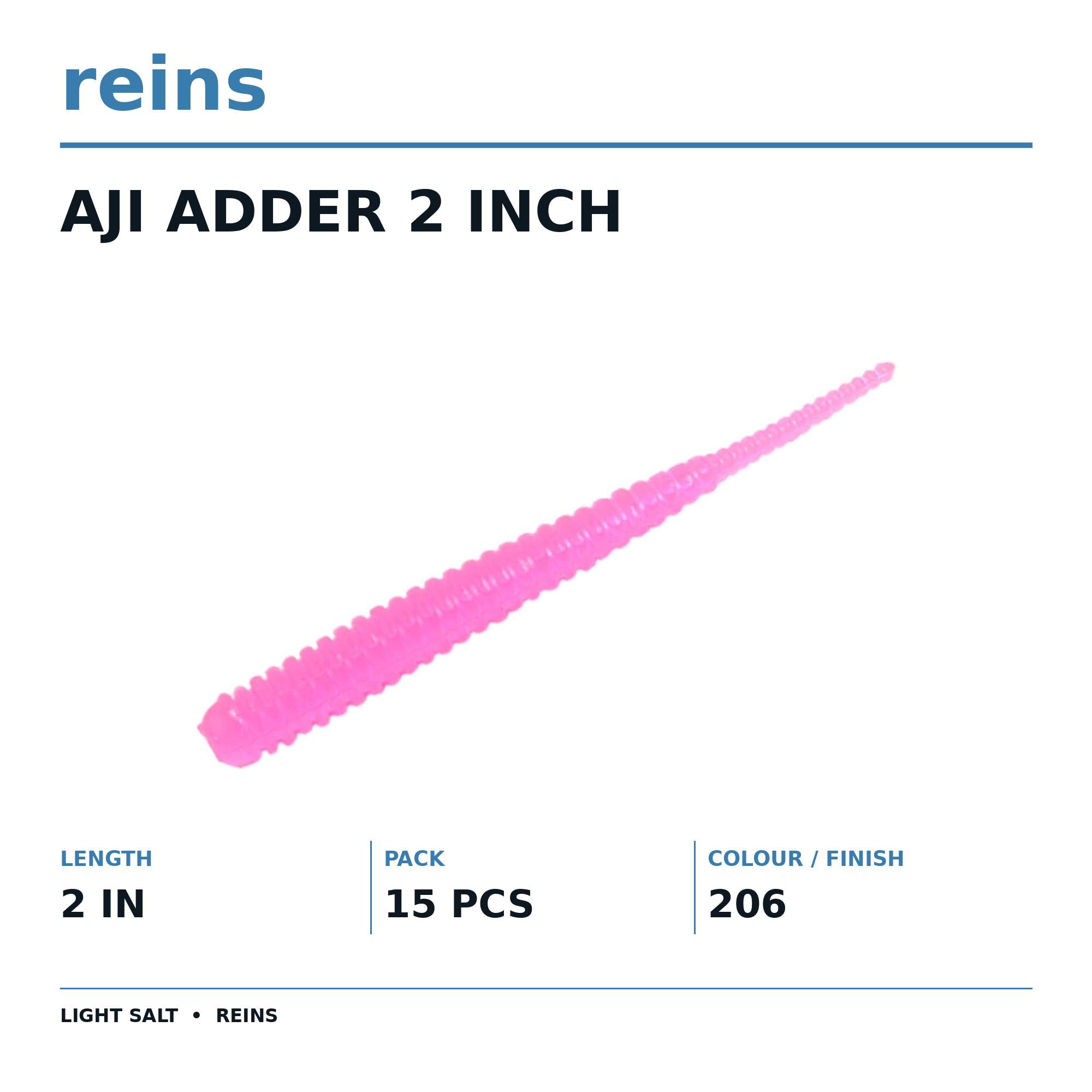 Reins Soft Plastic Aji Adder 2 Inch 15 Pieces 206 (5587)