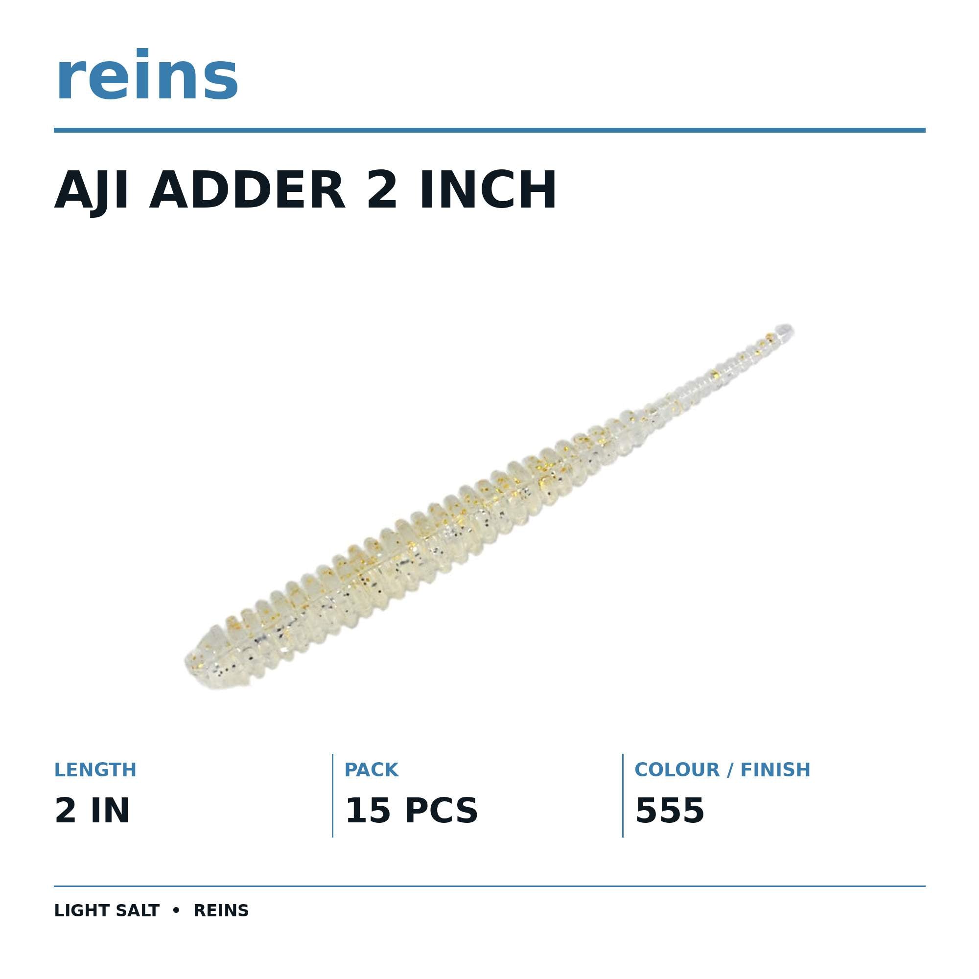 Reins Soft Plastic Aji Adder 2 Inch 15 Pieces 555 (2041)