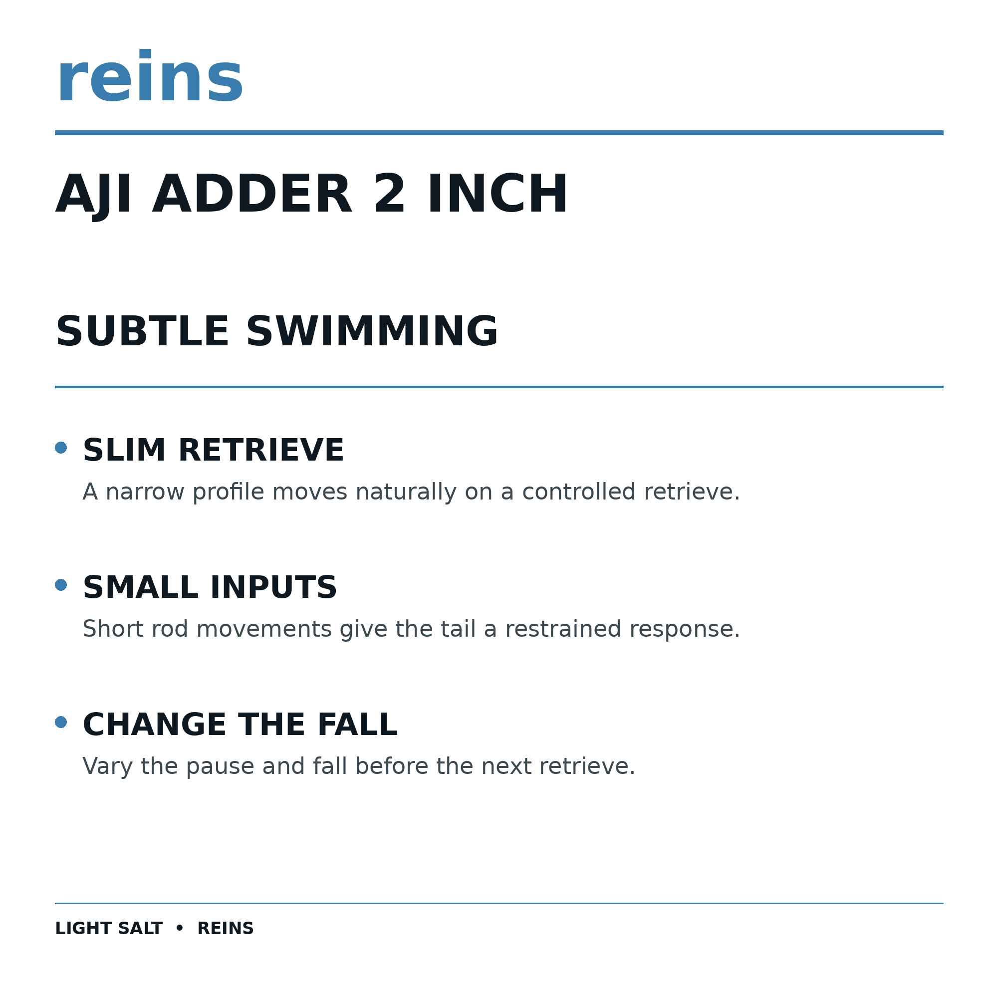 Reins Soft Plastic Aji Adder 2 Inch 15 Pieces 555 (2041)