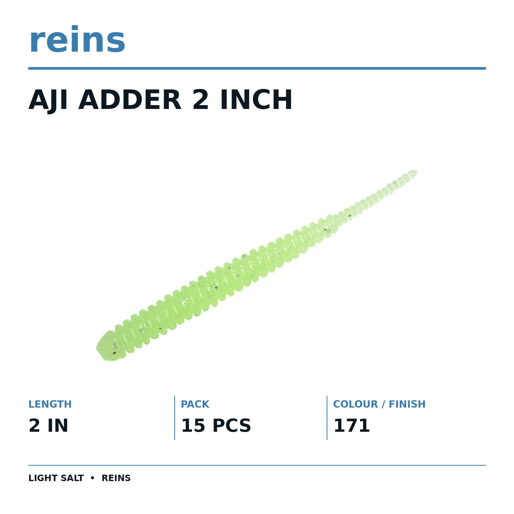 Reins Soft Plastic Aji Adder 2 Inch 15 Pieces 171 (2491)