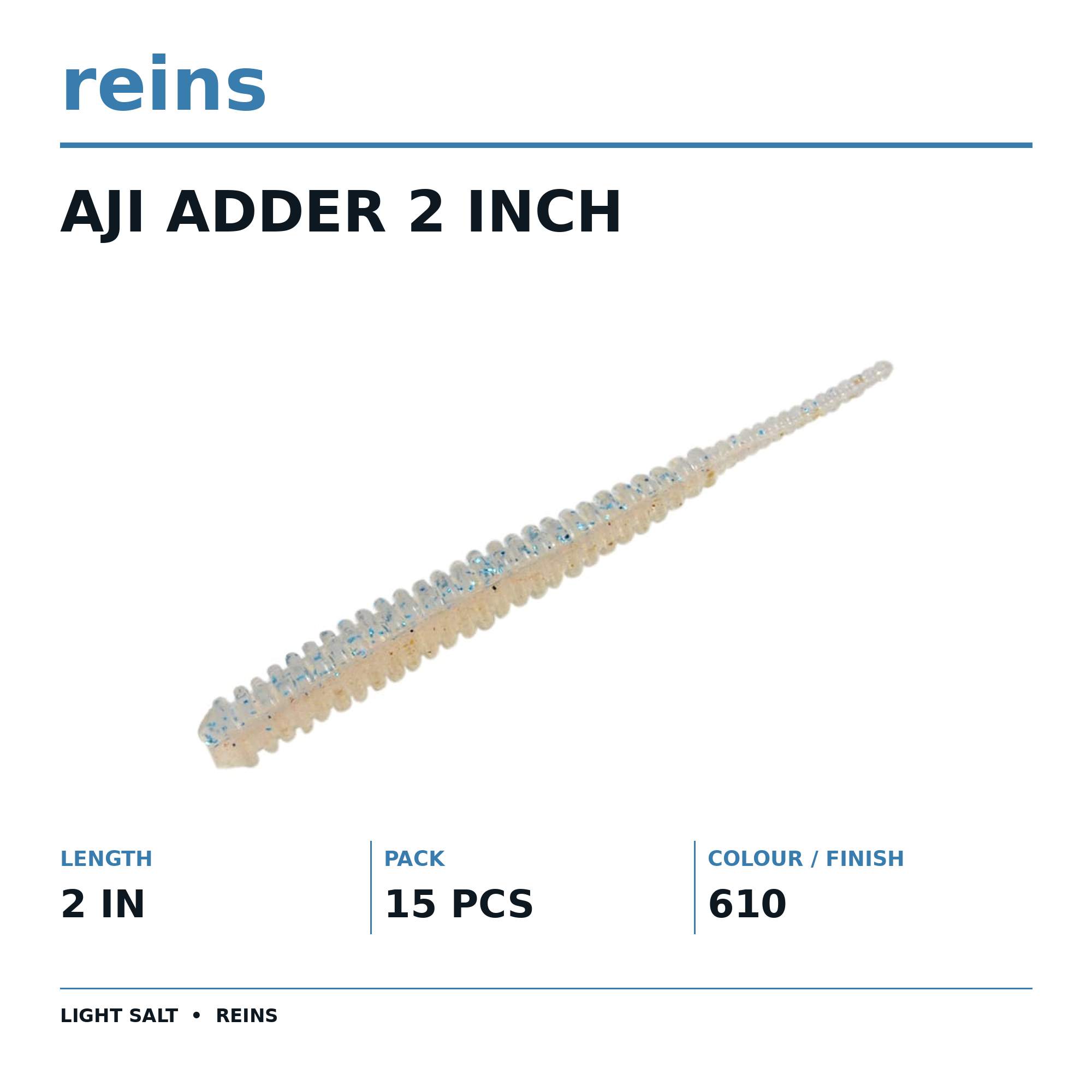 Reins Soft Plastic Aji Adder 2 Inch 15 Pieces 610 (2965)