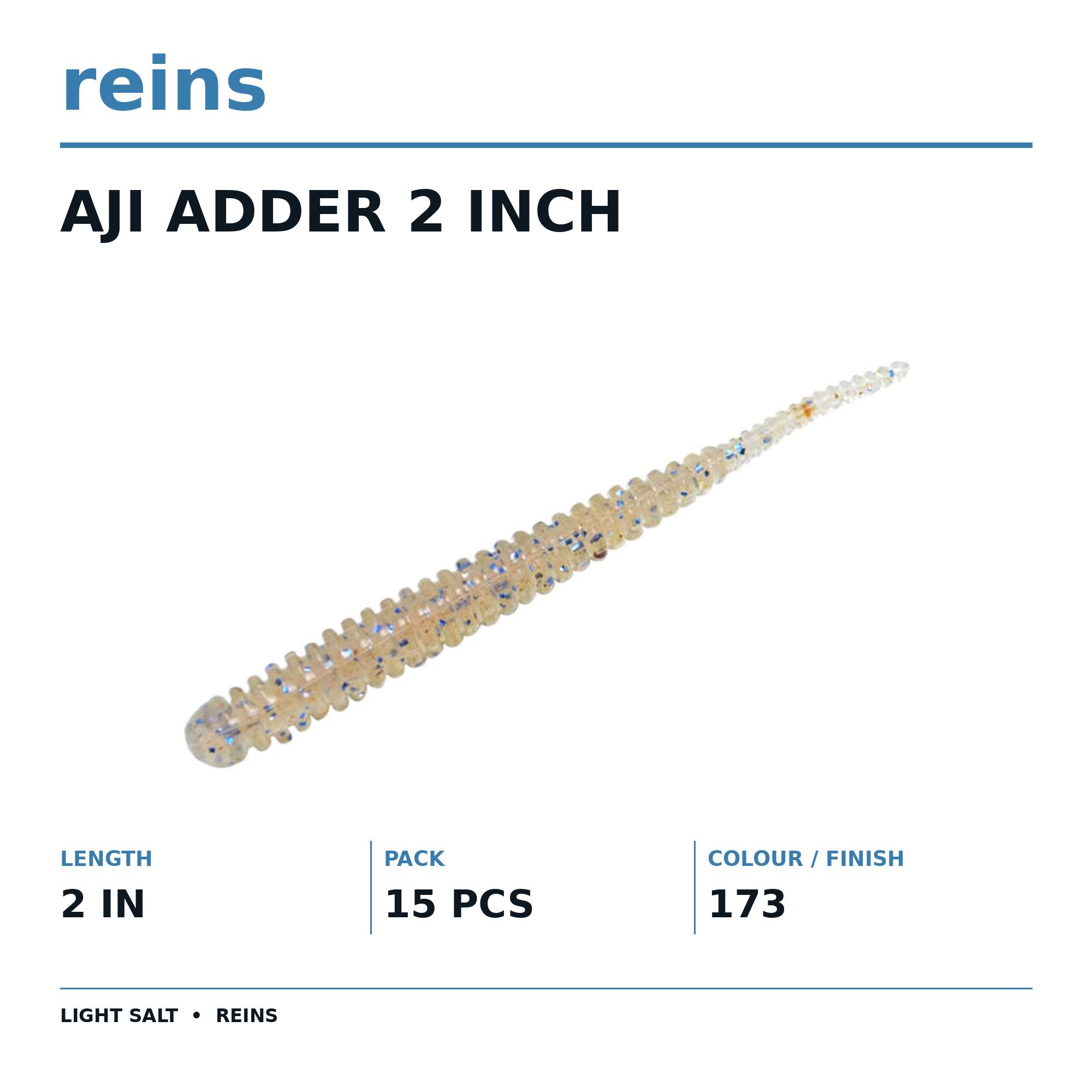 Reins Soft Plastic Aji Adder 2 Inch 15 Pieces 173 (3115)