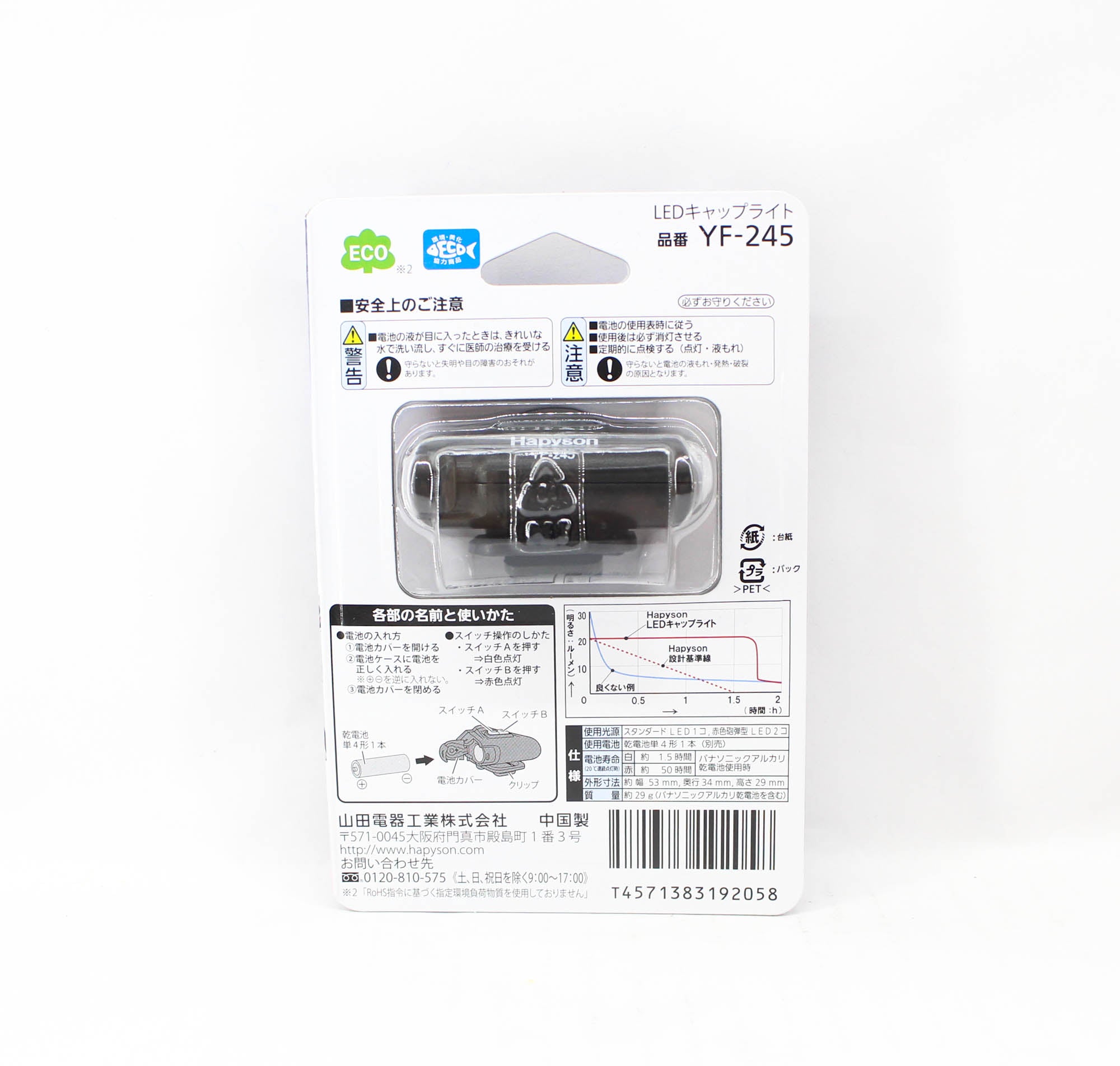 Hapyson YF-245 LED Cap Light Battery (2058)