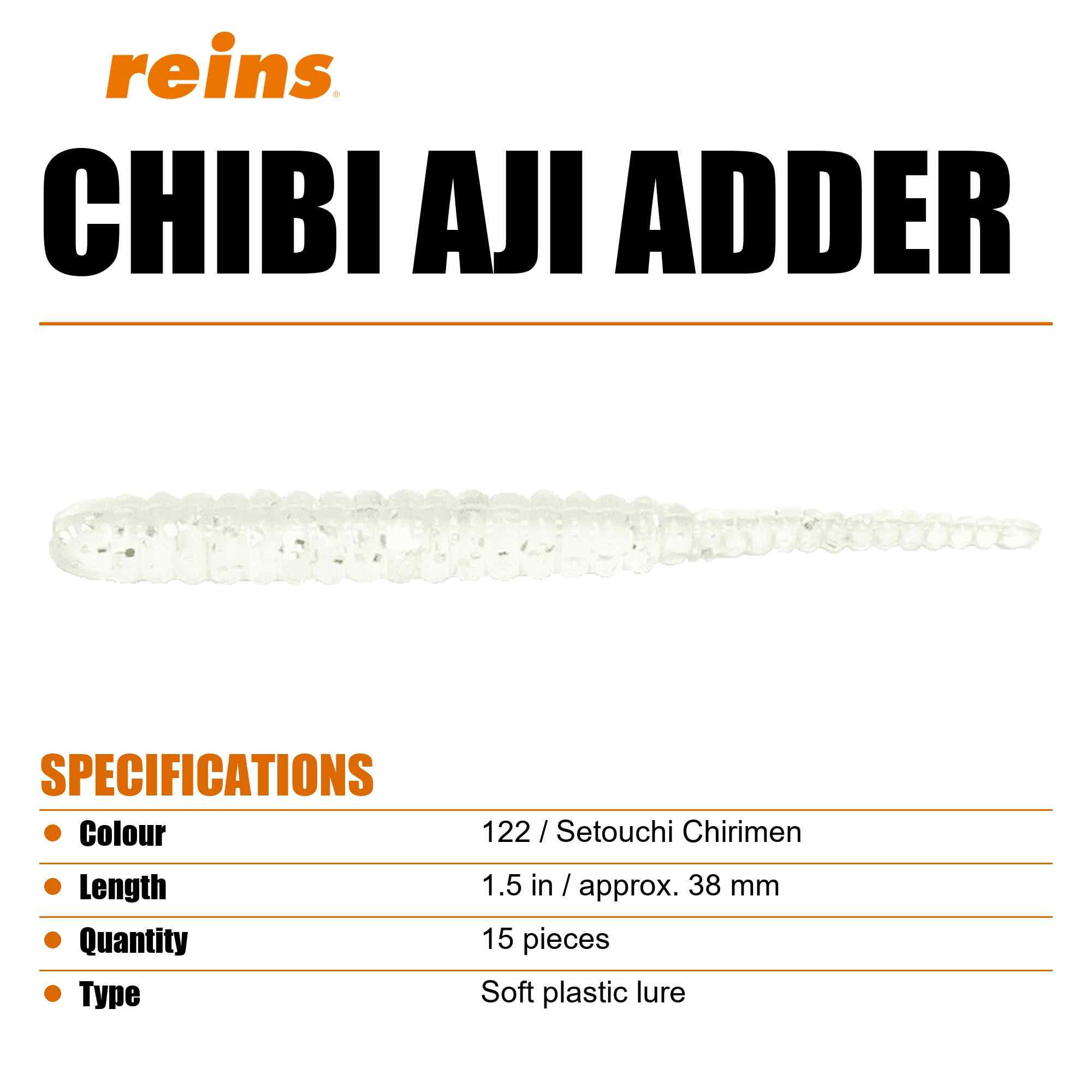 Reins Soft Plastic Chibi Aji Adder 1.5 Inch 15 pieces 122 (2295)