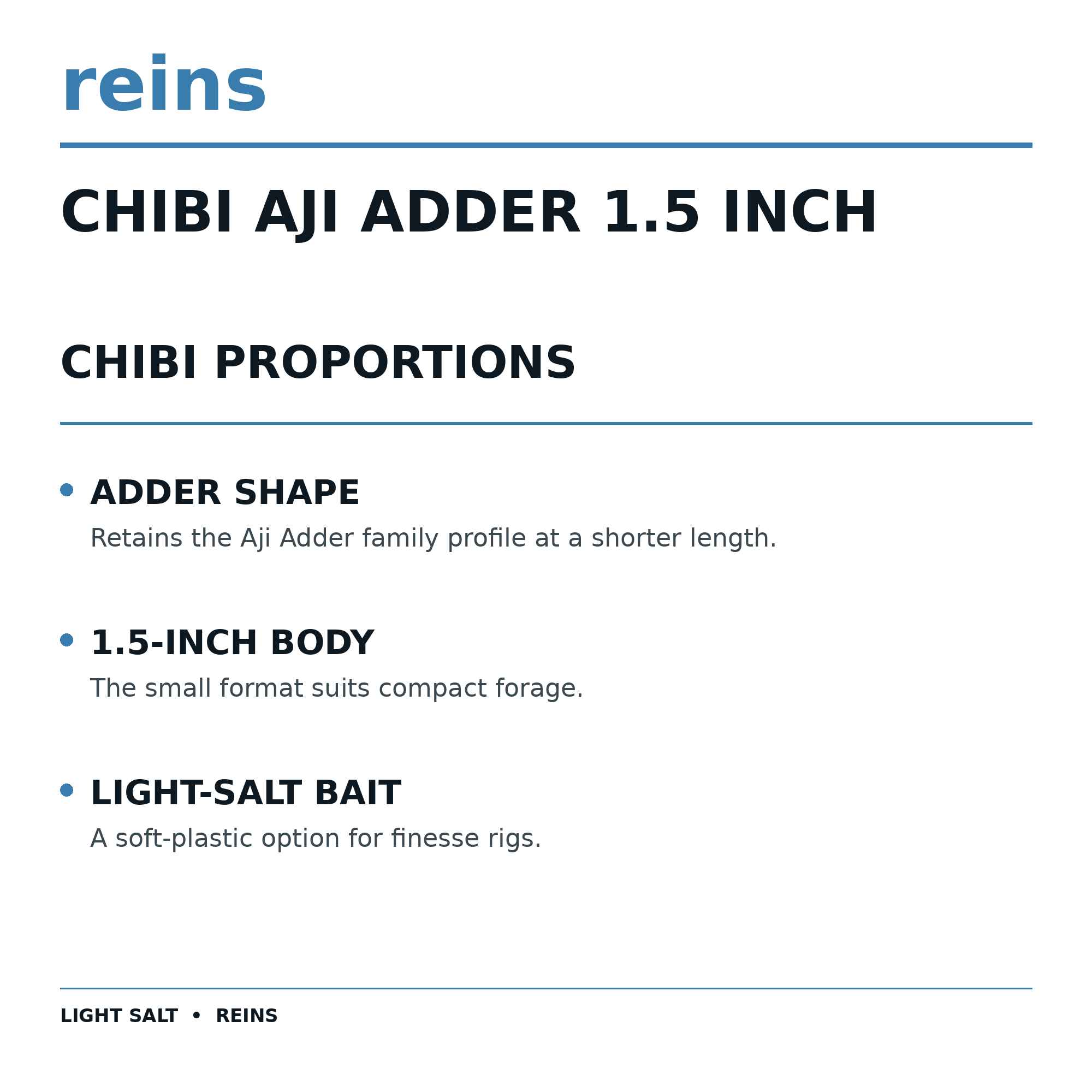Reins Soft Plastic Chibi Aji Adder 1.5 Inch 15 pieces 122 (2295)