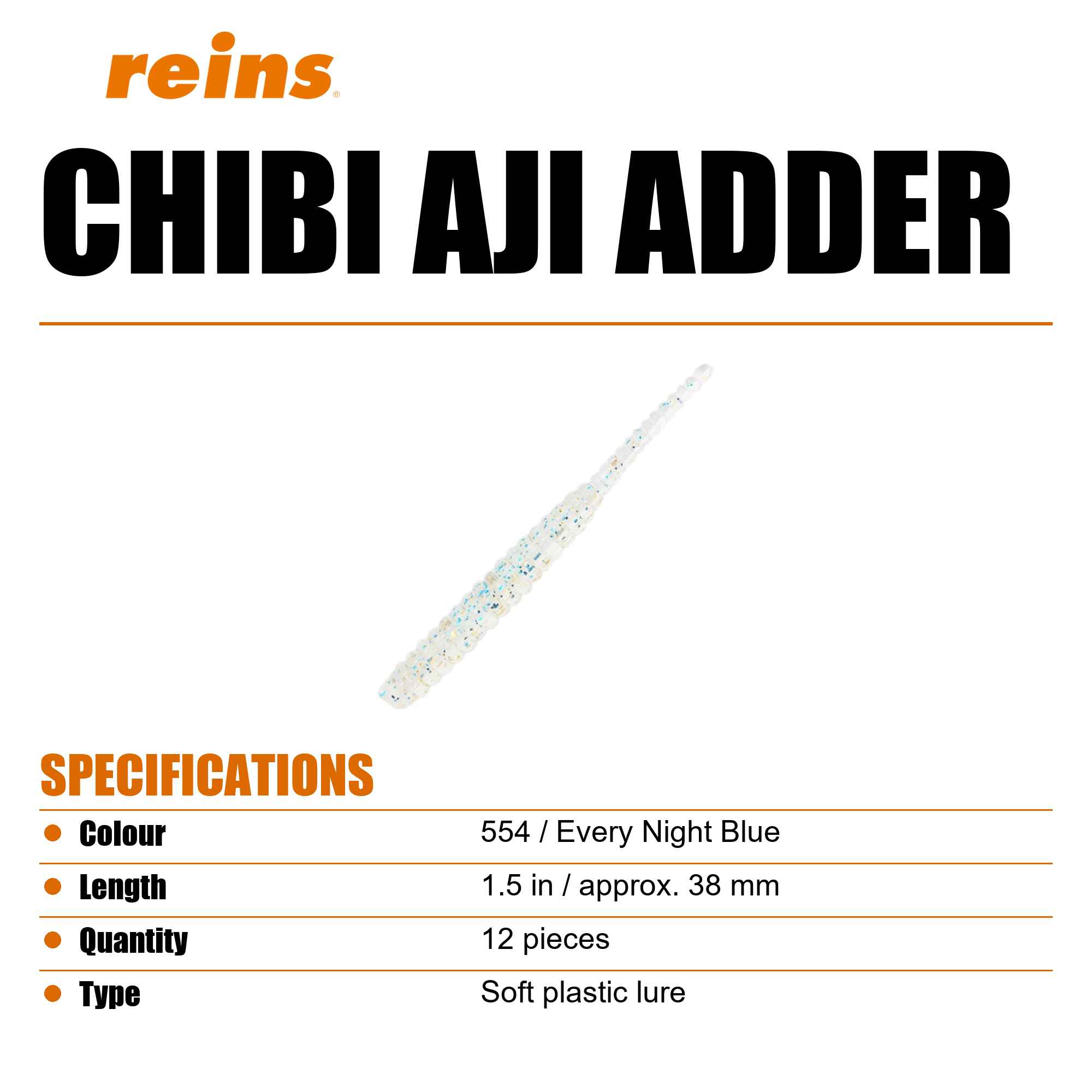 Reins Soft Plastic Chibi Aji Adder 1.5 Inch 15 pieces 554 (9768)