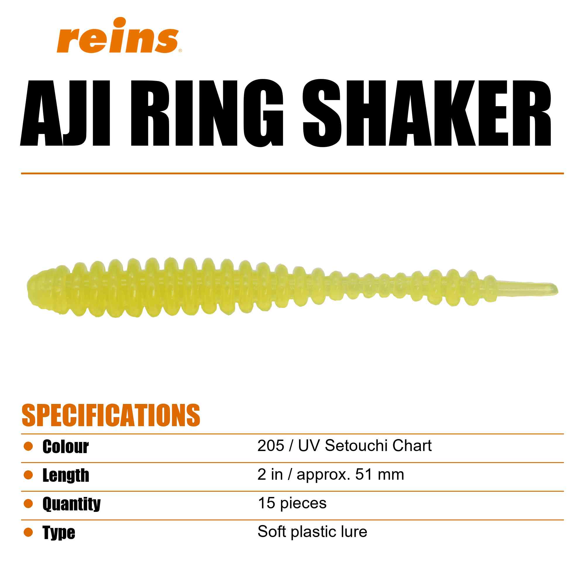 Reins Soft Plastic Aji Ring Shaker 2 Inch 15 pieces 205 (1425)