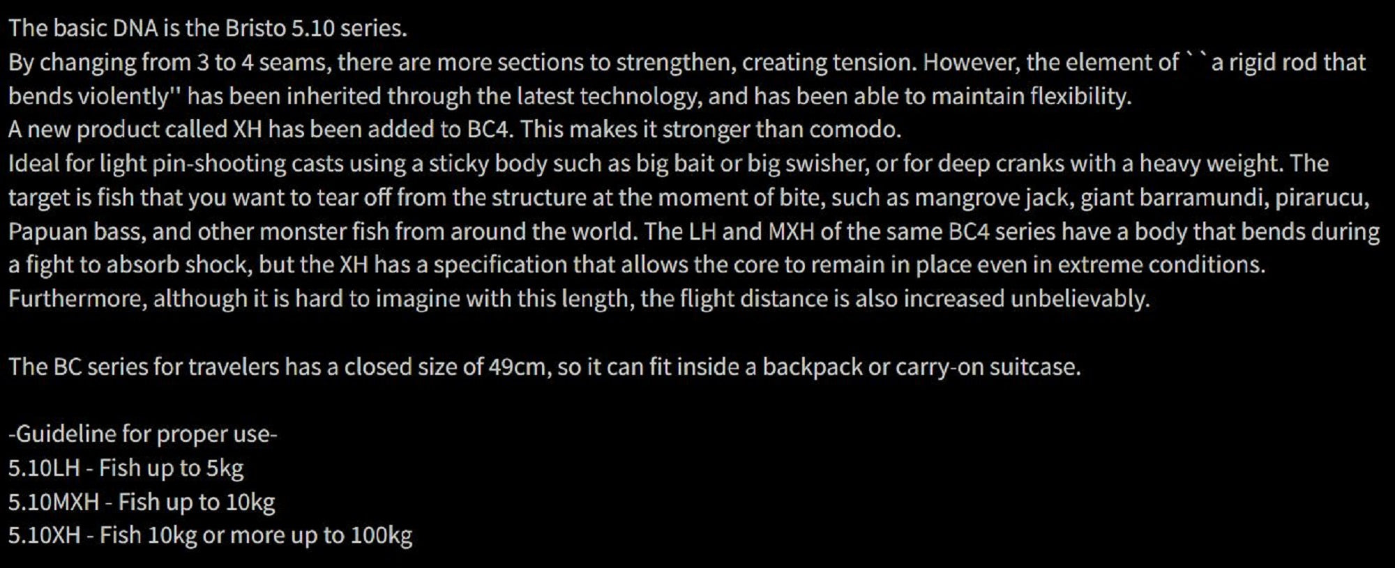 Fishman Rod Baitcast BC4 5.10 MXH 4 Piece Travel Rod (0160)