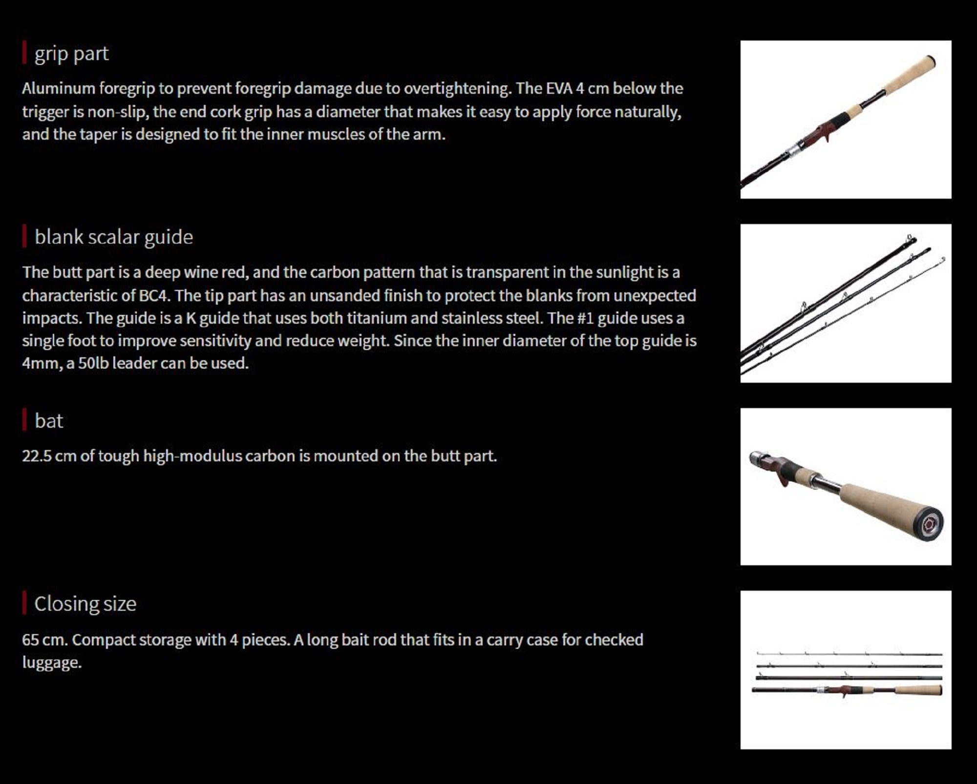 Fishman Rod Baitcast BC4 8.0 MH 4 Piece Travel Rod (0337)