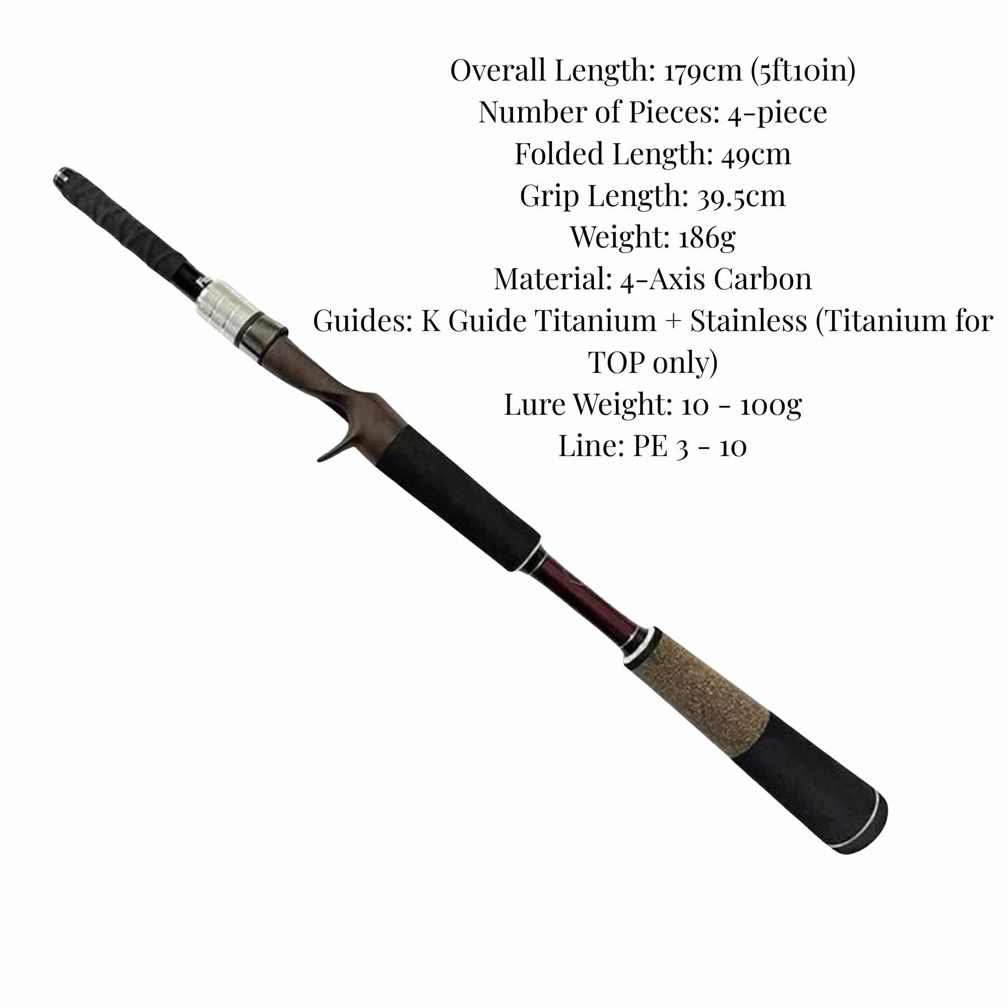 Fishman Rod Baitcast Brist Compact BC4 5.10 H 4 Piece Travel Rod (0702)