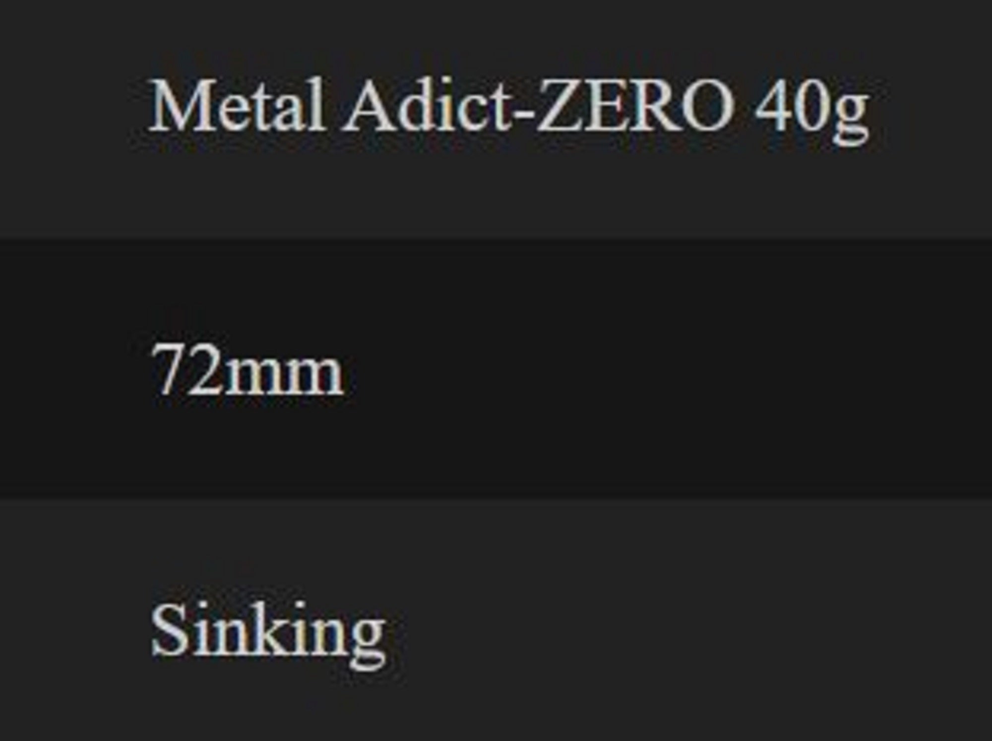 Little Jack Metal Jig Metal Adict Zero 72mm 40 grams SP01 (2889)