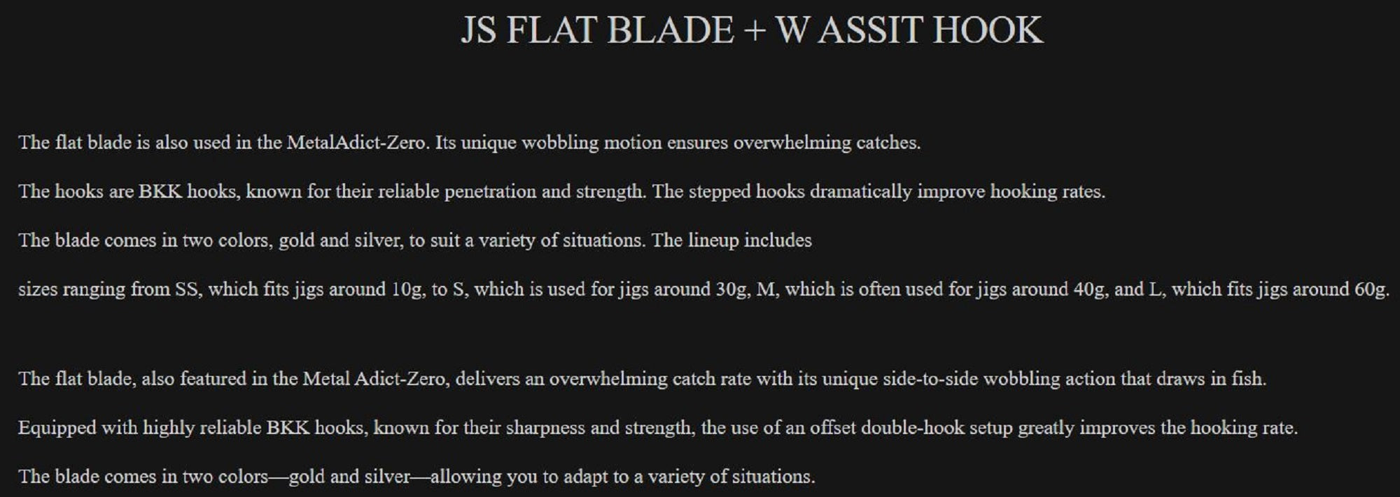 Little Jack Metal Jig JS Flat Blade Size SS Gold (7730)