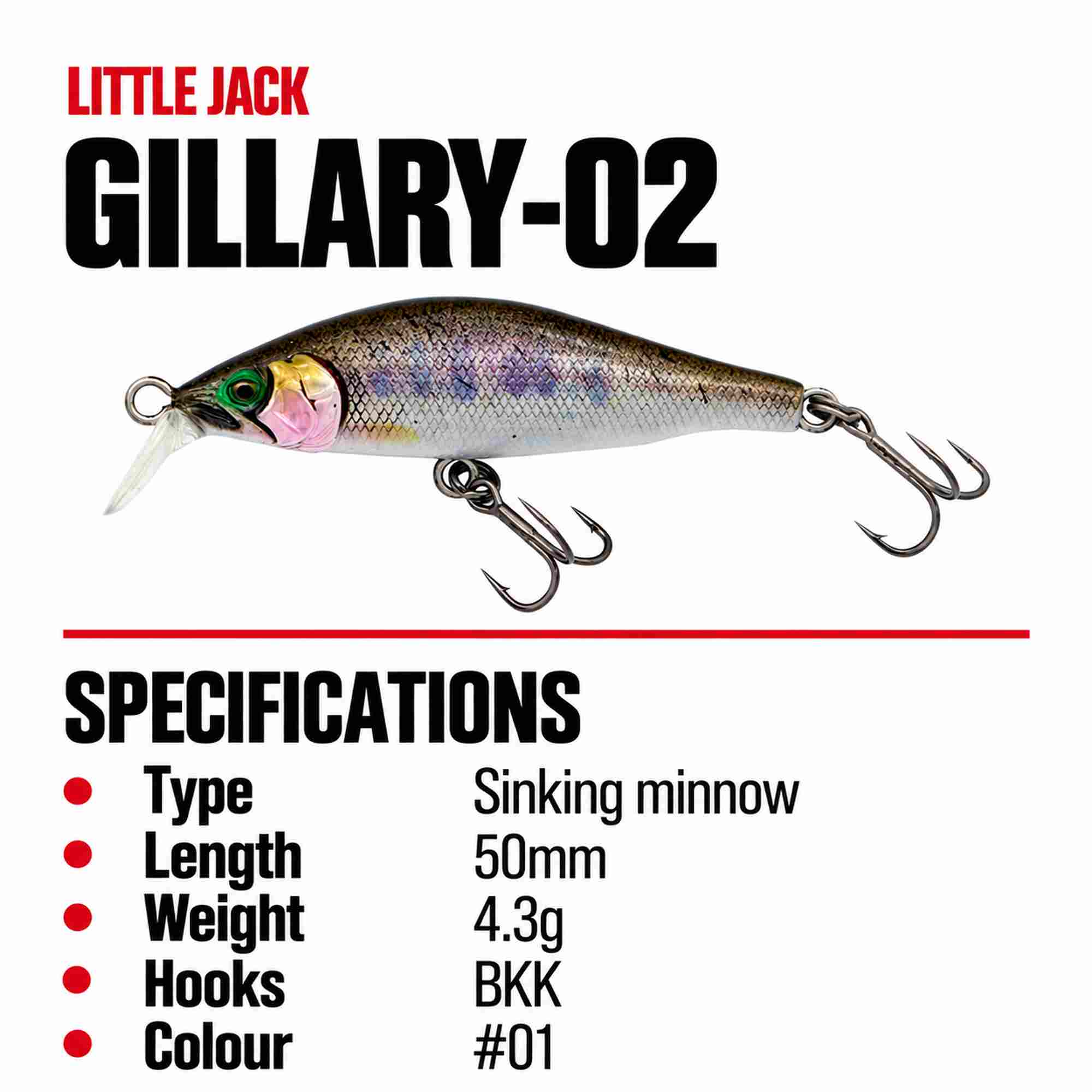 Little Jack Gillary 02 50mm 4.3 grams Sinking Lure 01 (9413)