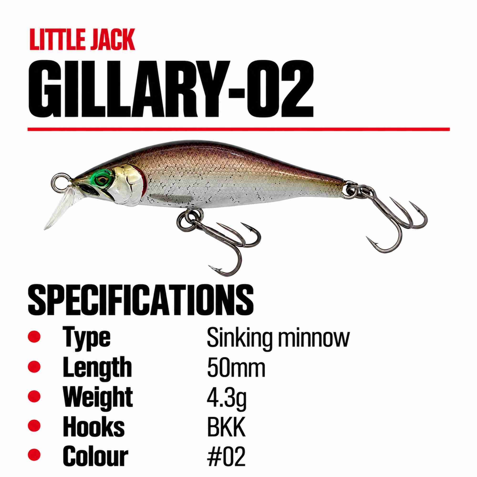 Little Jack Gillary 02 50mm 4.3 grams Sinking Lure 02 (9420)